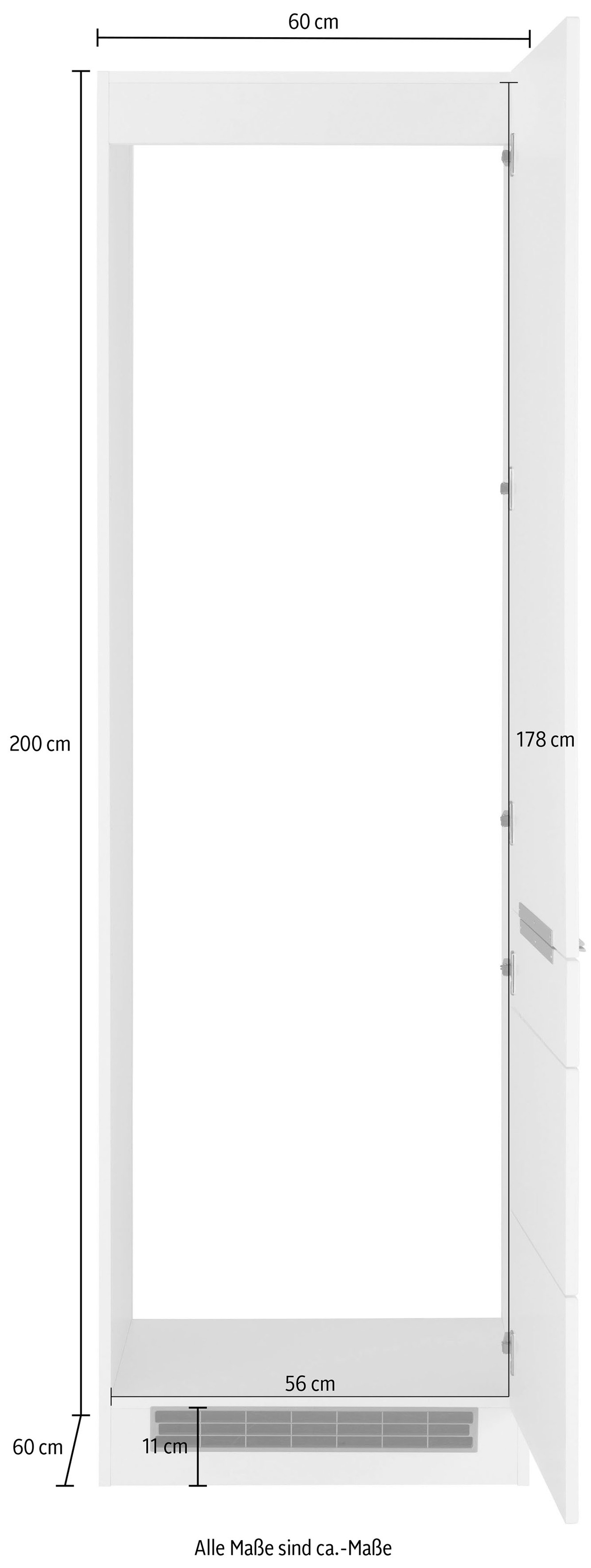 KOCHSTATION Kühlumbauschrank »KS-Brindisi«, 60 cm breit, 200 cm hoch, hochwertige MDF Fronten