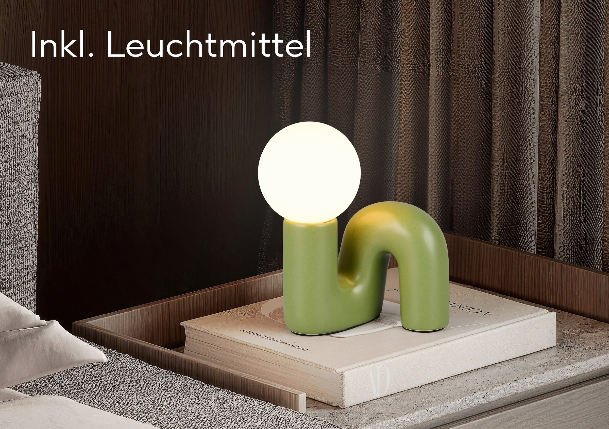 REALITY Leuchten Tischleuchte »QUINN, Keramik Tischlampe m. Glasschirm, Set inkl 2xG9 Leuchtmittel 3W« G9 2 Stk. Warmweiß Design Nachttischlampe, Schreibtischlampe Höhe 22cm, Glas Lampenschirm