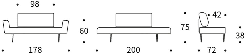 INNOVATION LIVING ™ Schlafsofa »Zeal Designsofa mit verstellbaren Armlehnen«, im Scandinavian Design, Styletto Beine, inklusive Rückenkissen