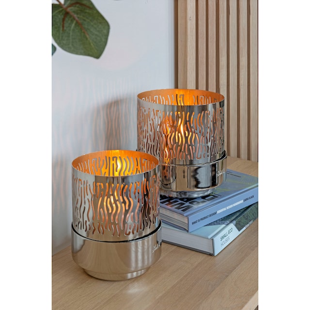 Eisen, wellenförmigen Kerzenhalter kaufen mit aus Cut-Outs »MARIAN«, Windlicht St.), (1 bequem Fink