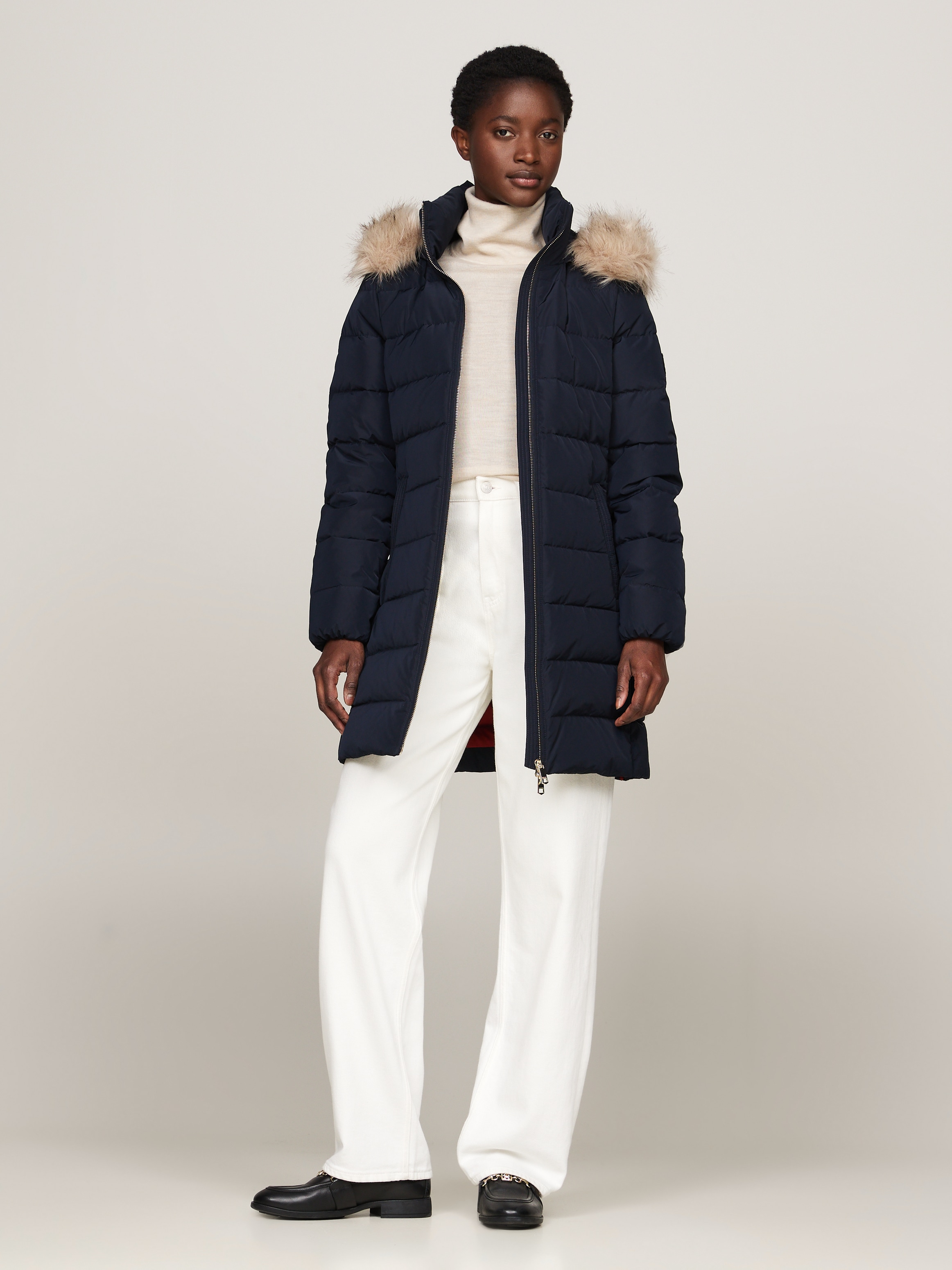 Tommy Hilfiger Steppmantel »HERITAGE DOWN TYRA COAT WITH FUR«, mit Fellimitat