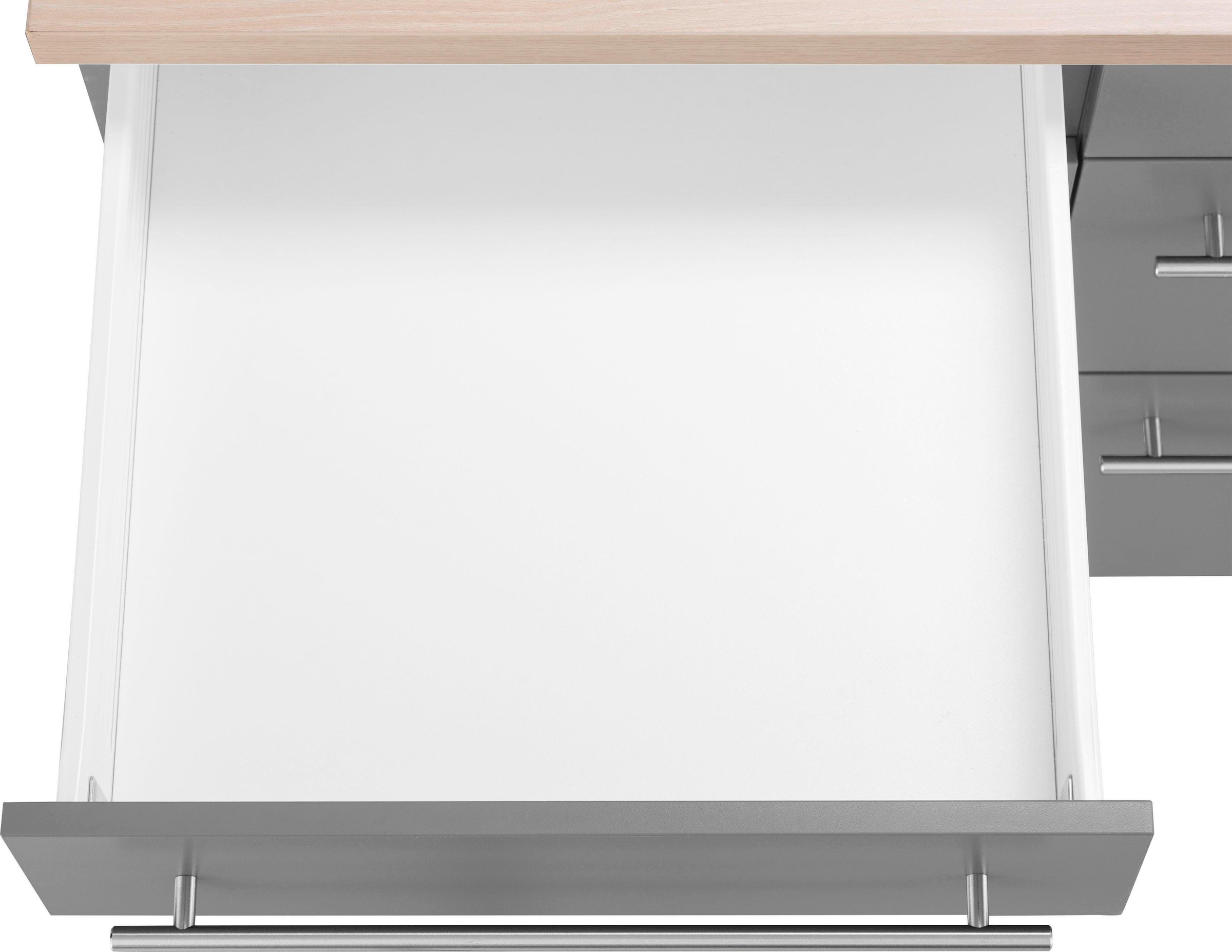 OPTIFIT Winkelküche »Bern mit Hanseatic-E-Geräten«, Stellbreite 285x175 cm, mit Induktionskochfeld, Soft-Close
