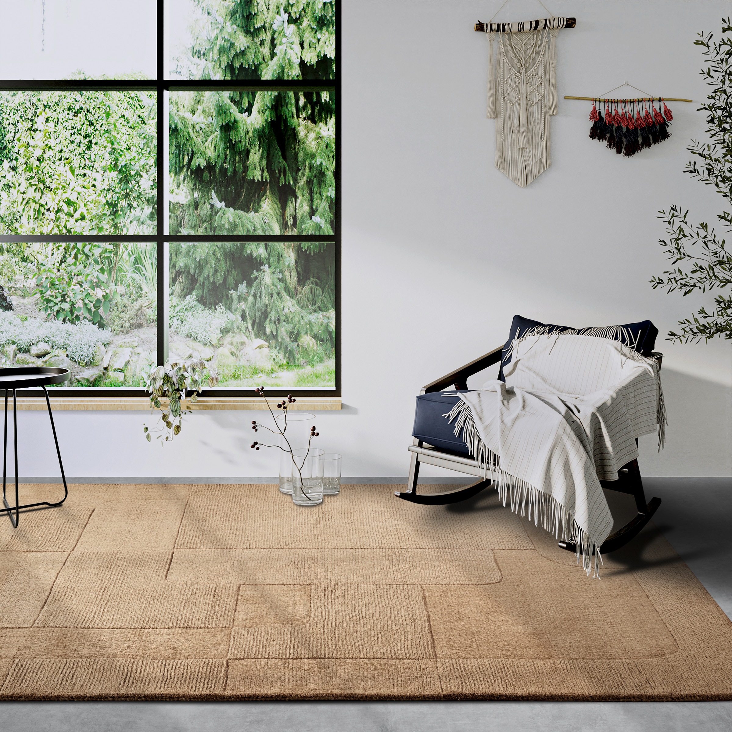 Villeroy & Boch Wollteppich »Charlotte«, rechteckig, 10 mm Höhe, Läufer, Handgewebt, Wolle, Natur, Läufer, Wohnzimmer, Geometrie
