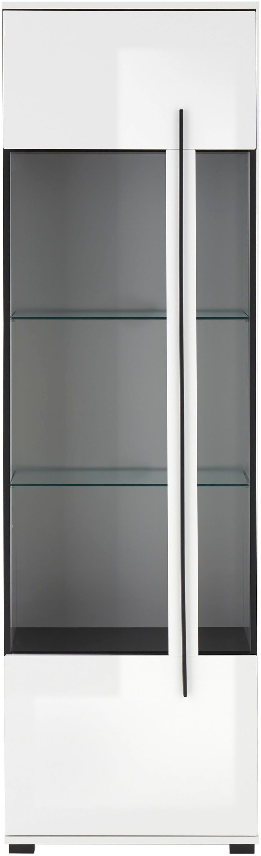 INOSIGN Vitrine »Cantara, Vitrinenschrank in Eiche Evoke oder weiß, Standvitrine«, schwarzer Stangengriff, ausreichend Stauraum, vielseitig einsetzbar