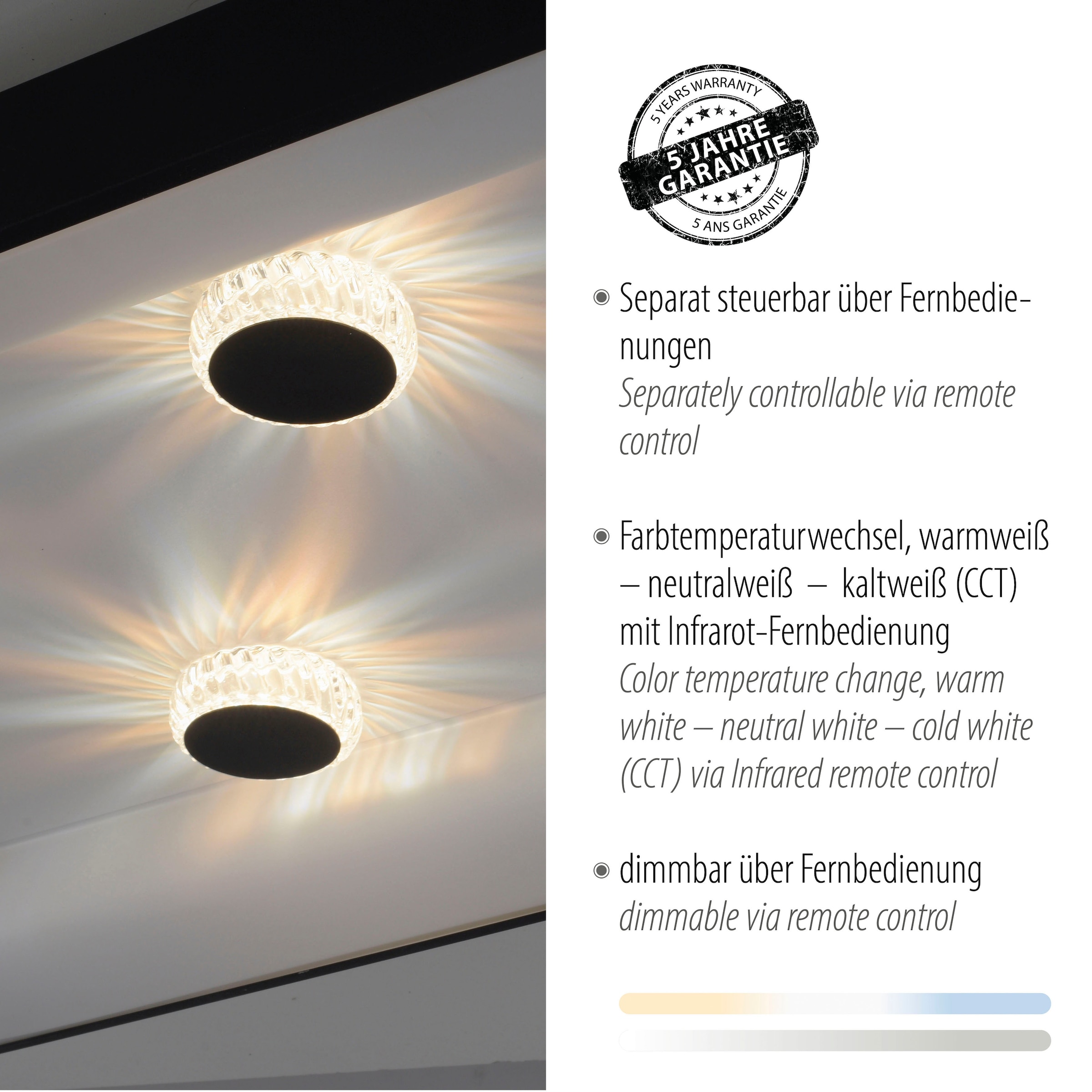 JUST LIGHT Deckenleuchte »VERTIGO« LED-Board 1 Stk. warmweiß - kaltweiß