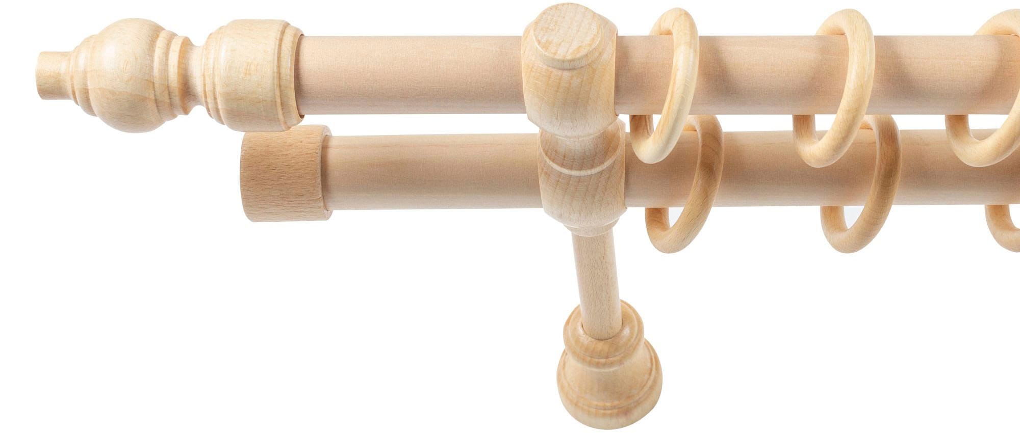 SN DECO GROUP Gardinenstange »Filigrano«, 2 läufig-läufig, Fixmaß, 28 mm, Holz, verschiedene Längen und Farben, Komplettset