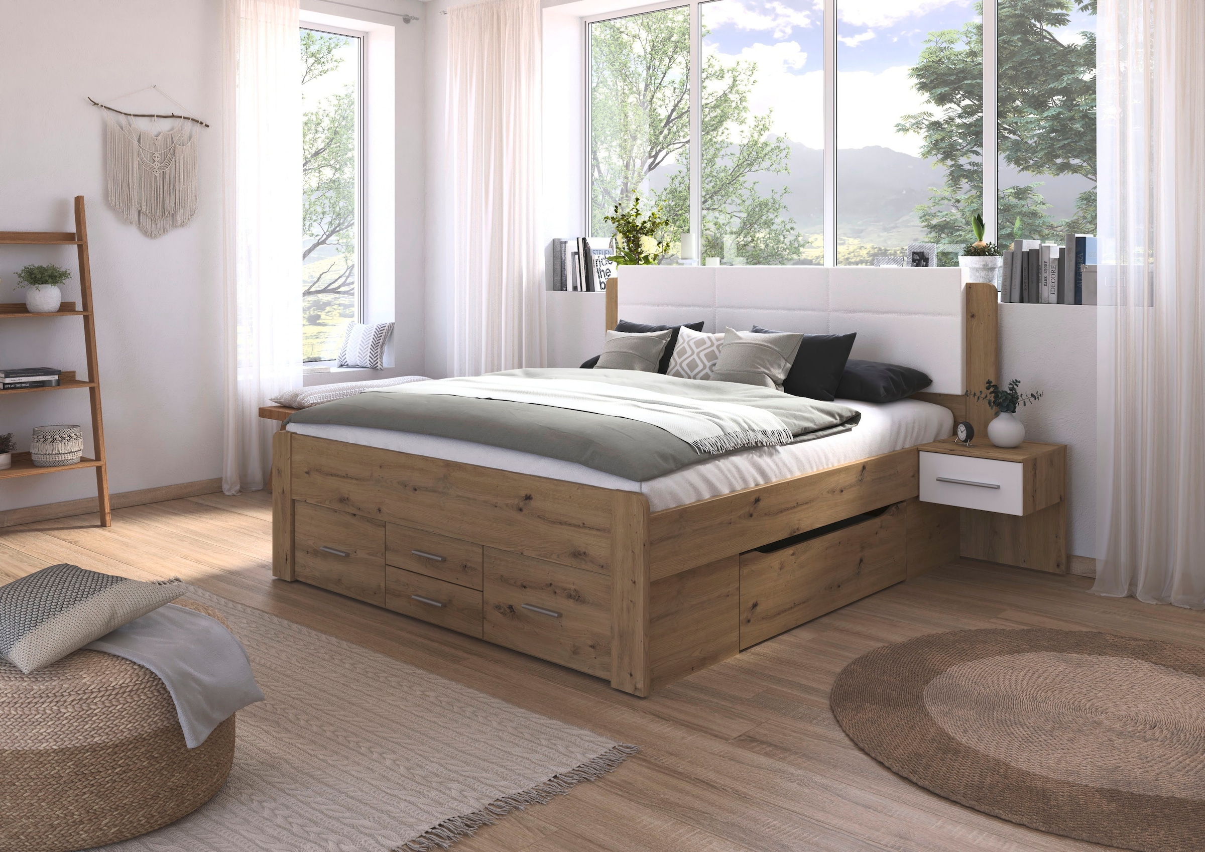 rauch Bettanlage »Doppelbett Komfortbett Funktionsbett WEINGARTEN« Set, Liegefläche 180x200, B/H/T/: 265/118/210 cm, 3 tlg. tlg.