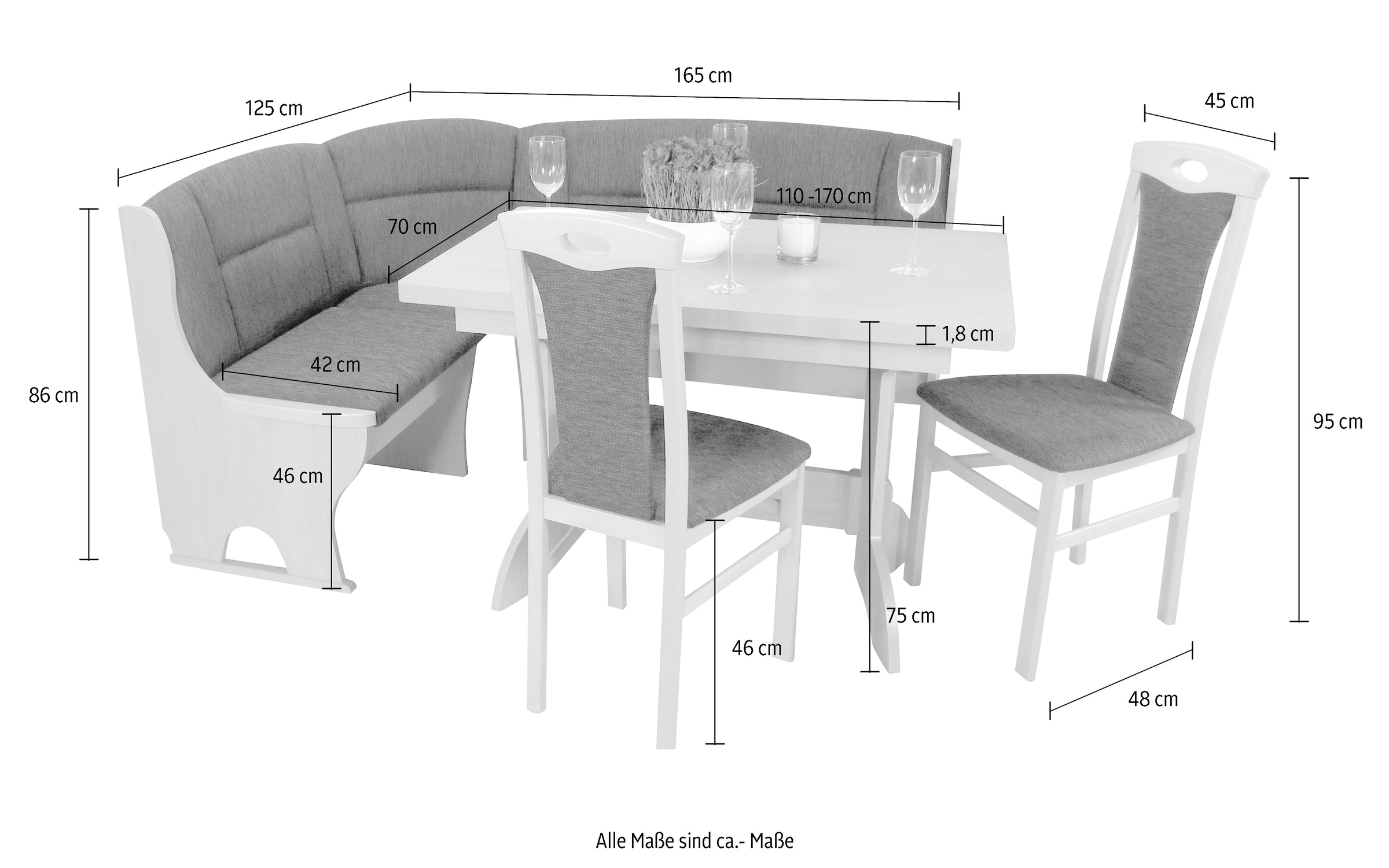 Home affaire Eckbankgruppe »Madrid«, (Set, 4 tlg.), Schenkel wechselbar