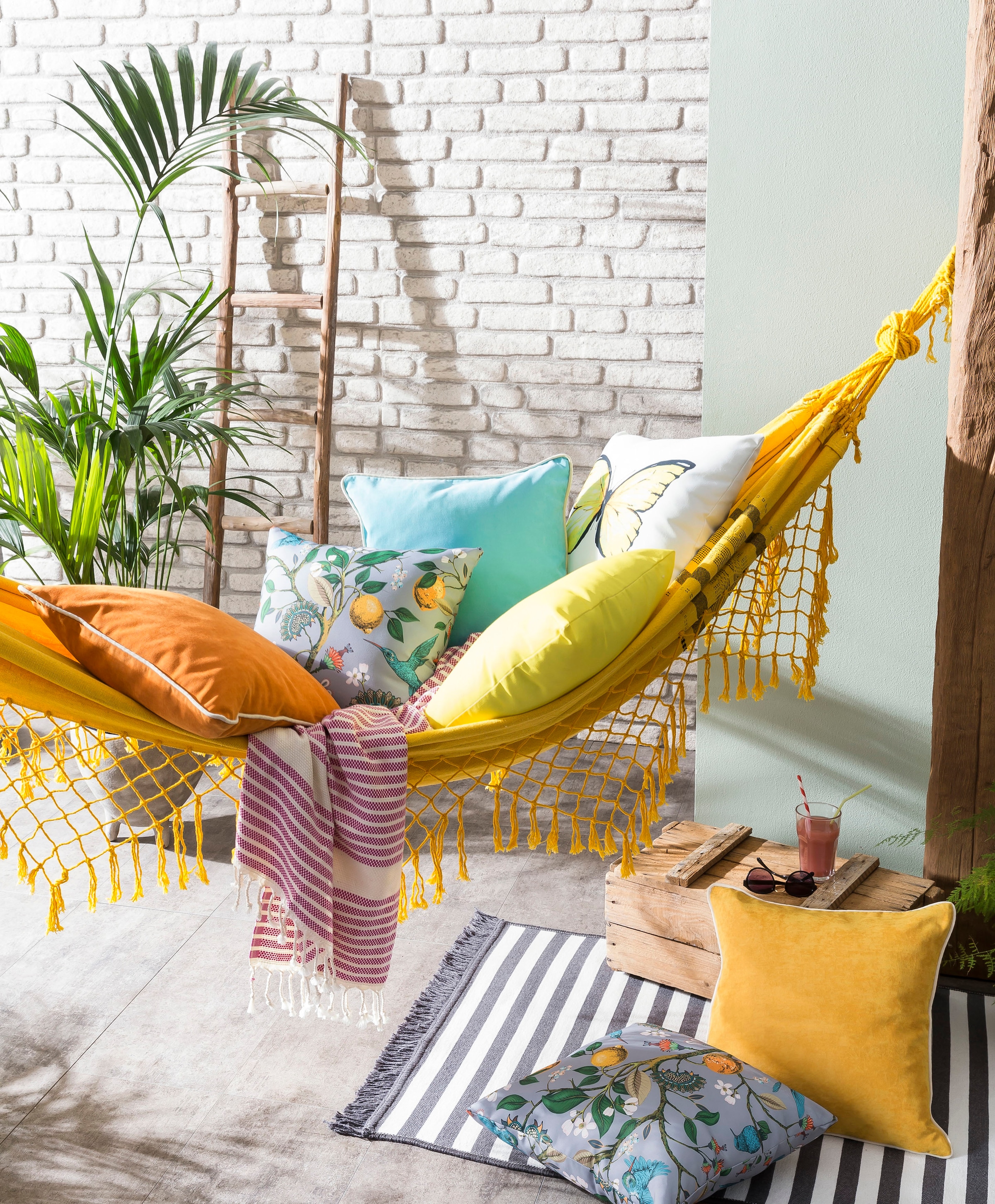 done.® Teppich »OUTSIDE« rechteckig 10 mm Höhe Flachgewebe, gestreift, mit Fransen, In- und Outdoor geeignet