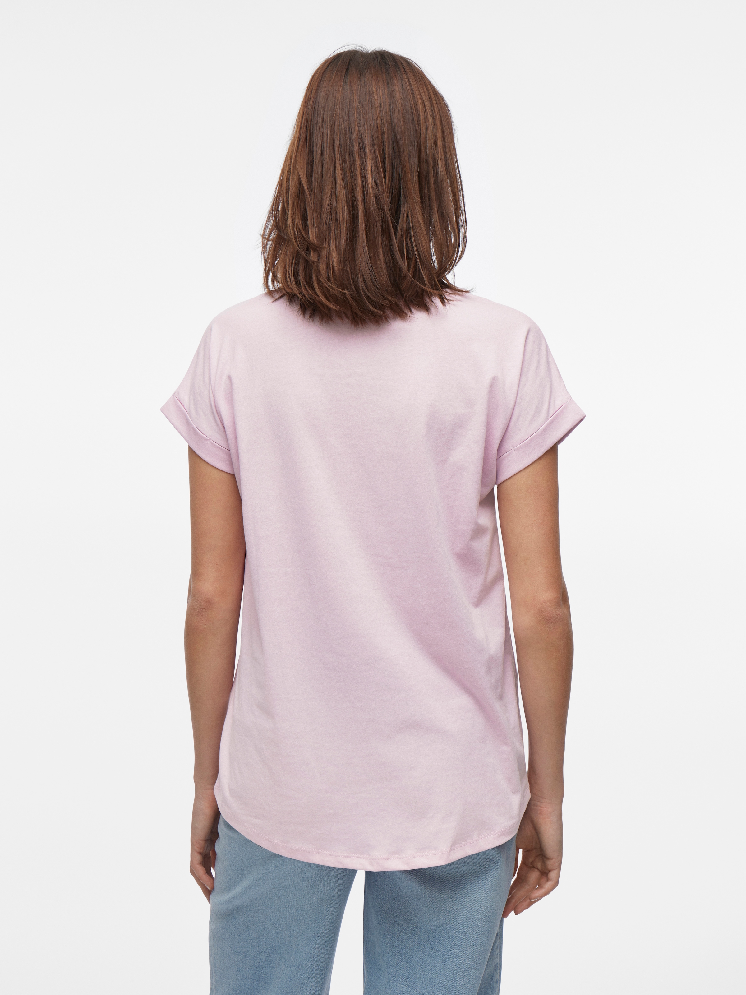 Vila Rundhalsshirt »VIDREAMERS NEW PURE T-SHIRT/SU-NOOS«, Basic Damen-T-Shirt mit Rundhalsausschnitt und umgeschlagenen Ärmeln