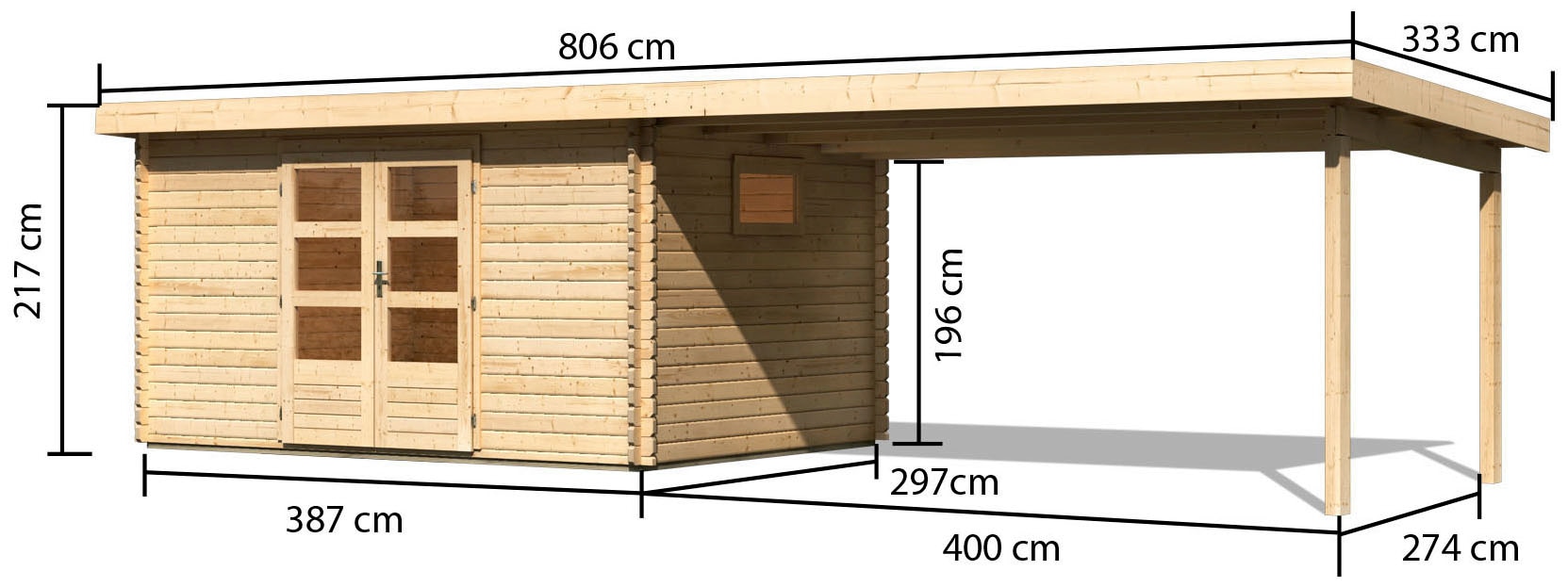 WOODFeeling Gartenhaus »Trittau 5«, mit Anbaudach