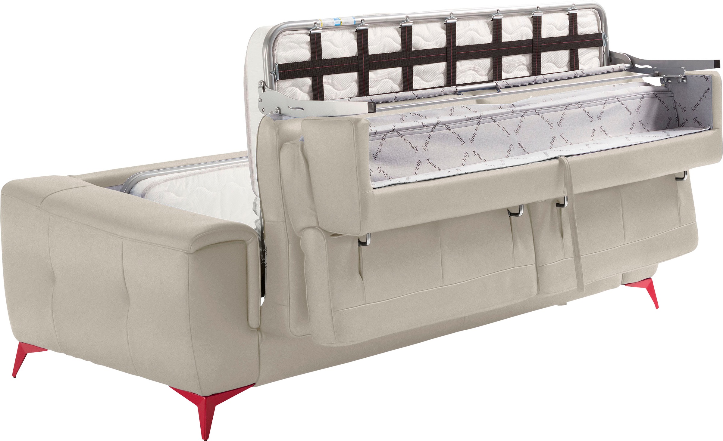 Egoitaliano Schlafsofa »Francine, Designsofa, Loungesofa mit Dauerschlaffunktion, Bettfunktion«, hochwertiger Metallbettrahmen & Matratze, Kopfteil manuell verstellbar