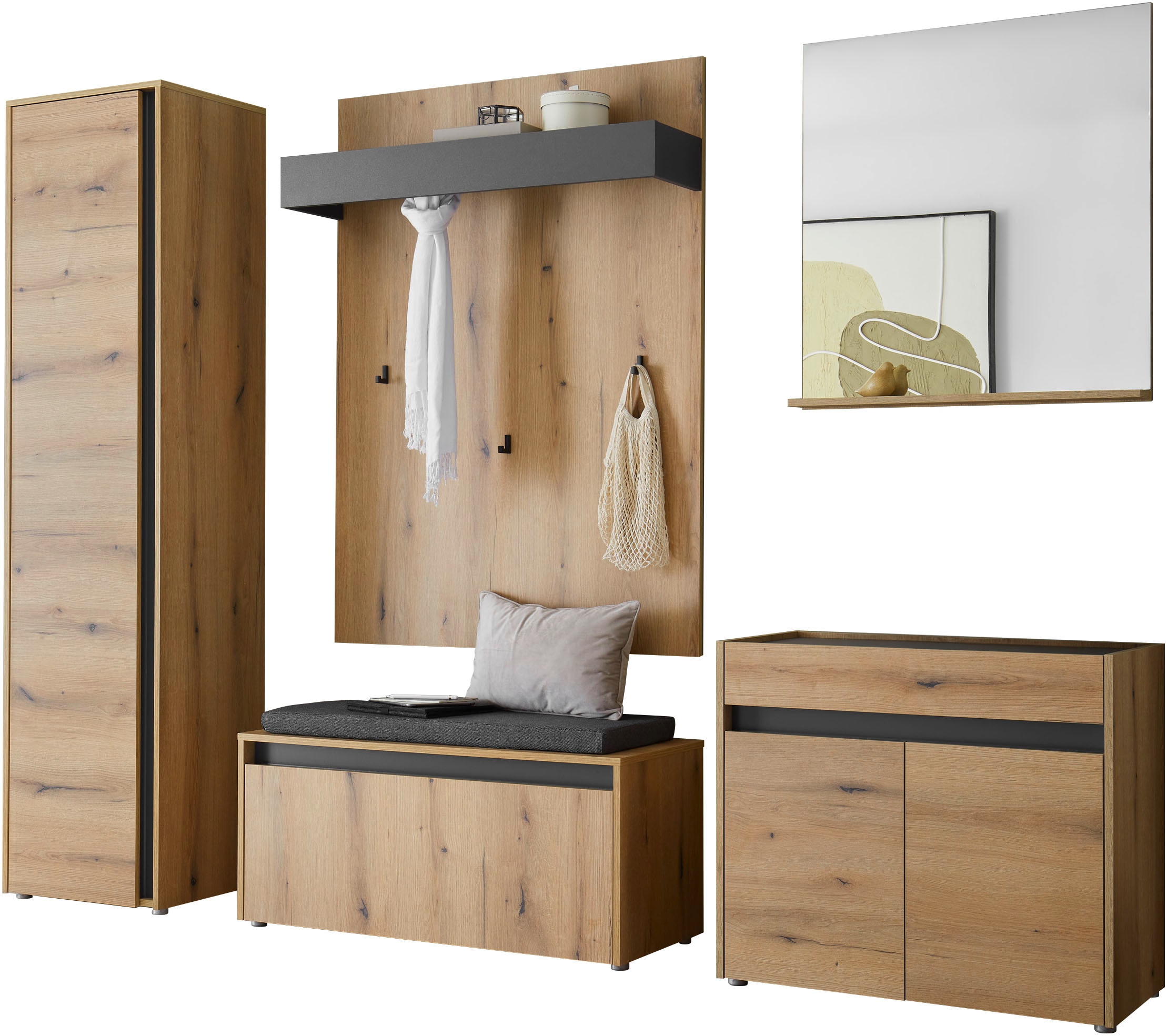 INOSIGN Garderoben-Set »GIRON/CiTY, moderne Garderobe, Komplettset mit viel Stauraum« Komplett-Set, 5 Stk. tlg.