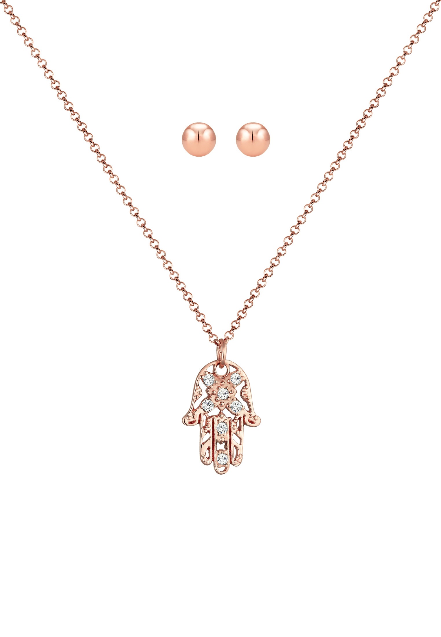 Elli Ohrring und Ketten Set »Schmuckset Hand der Fatima Kristalle Kugel Set 925 Silber«