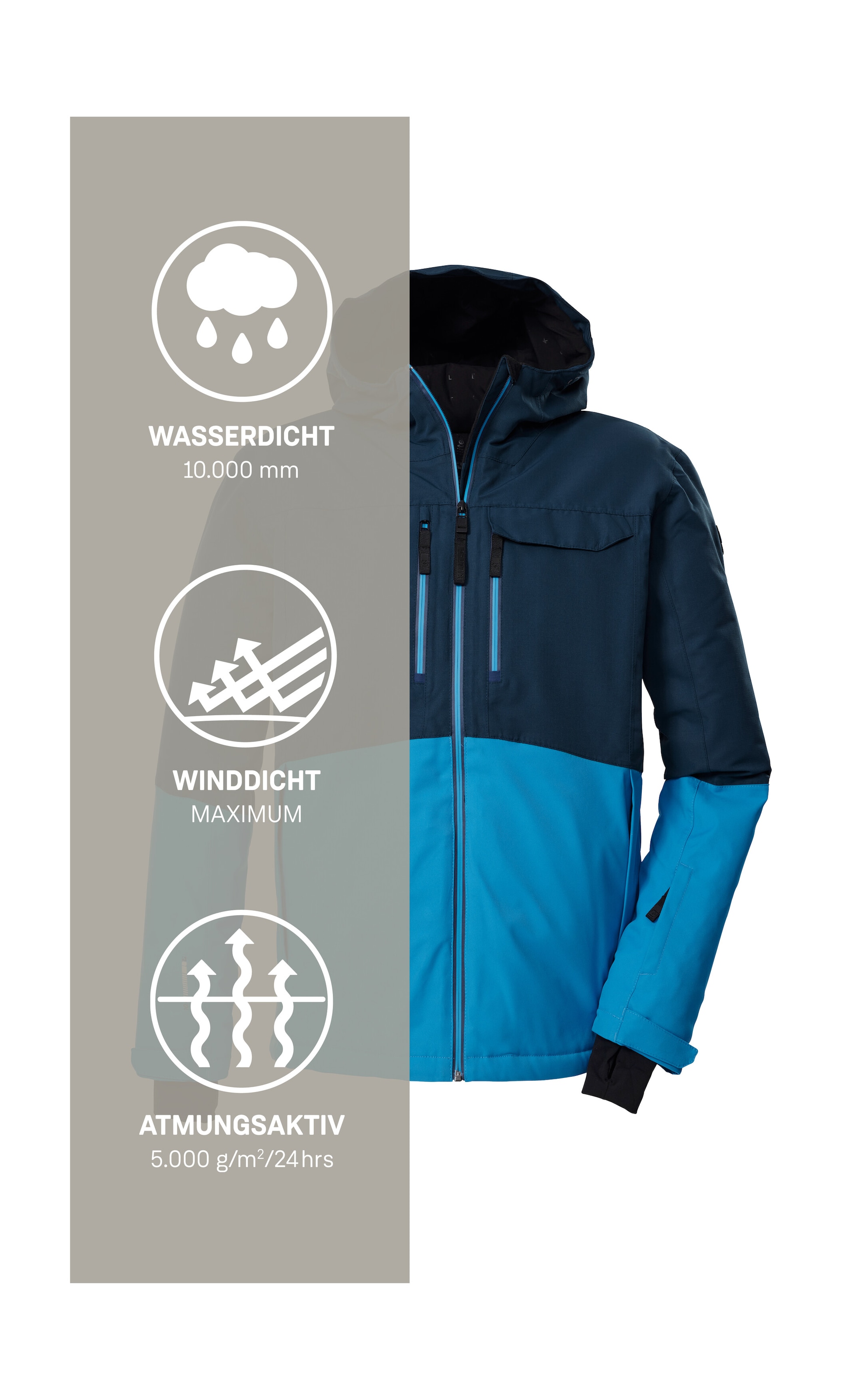 Killtec Skijacke »KSW 53 MN SKI JCKT« Skijacke: wasserdicht, atmungsaktiv, Colourblock, viele Taschen