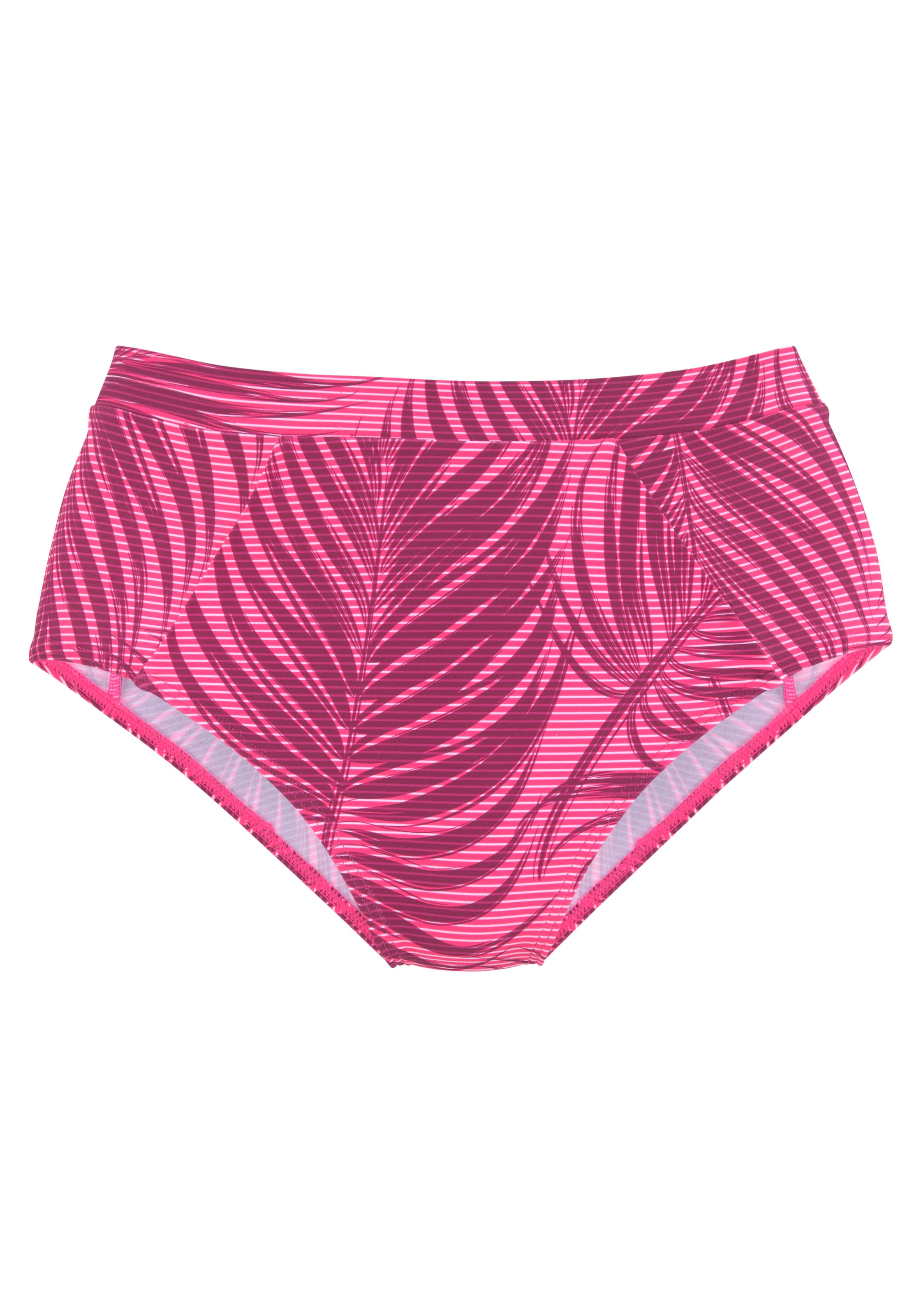 LASCANA ACTIVE Highwaist-Bikini-Hose »Coal«, im Mustermix aus Palmen und Streifen