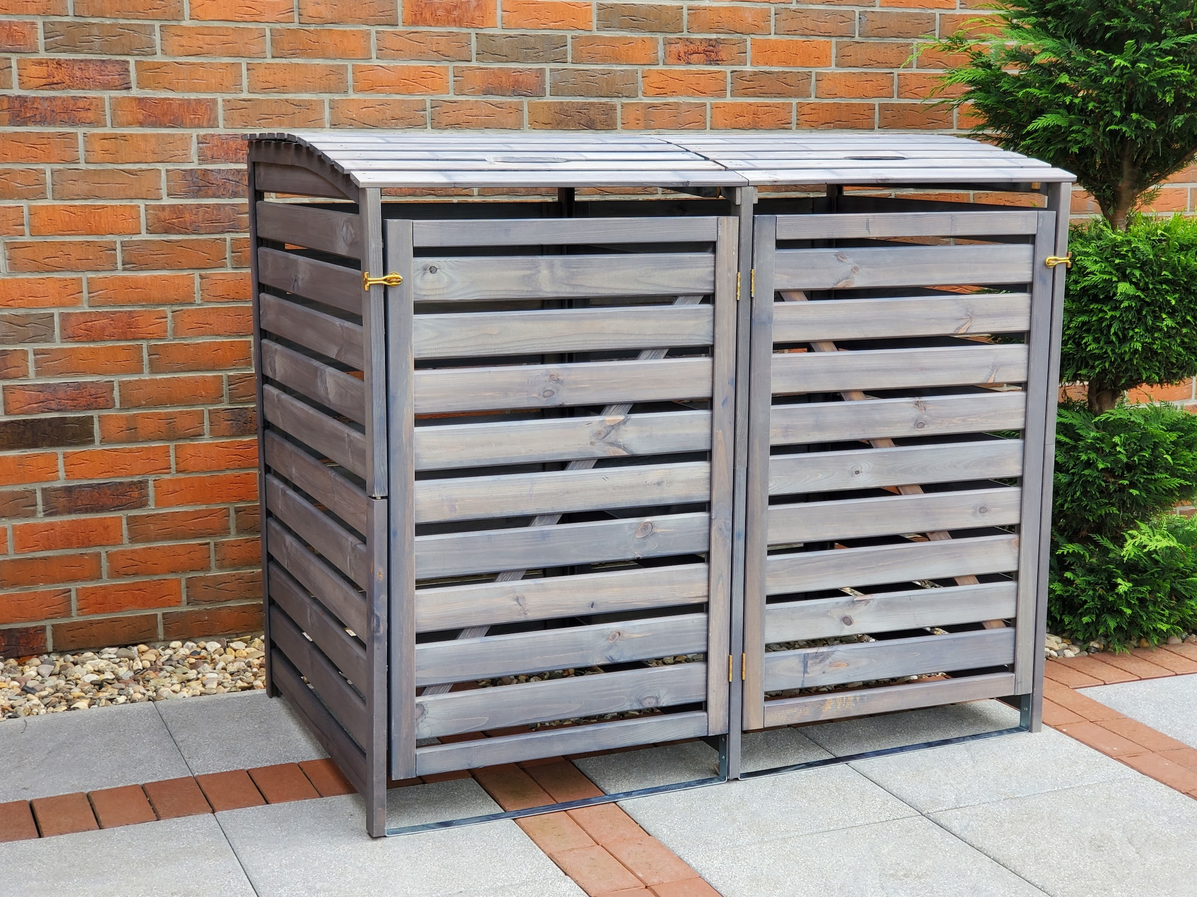 promadino Mülltonnenbox »Vario III« für 2 Tonnen, robust aus zertifiziertem Kiefernholz