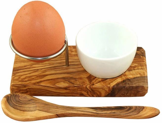 Eierbecher Plus«, Olivenholz, Handarbeit Rechnung mit auf Eierbecher Olivenholz-erleben »Design Eierlöffel), (Set, bestellen