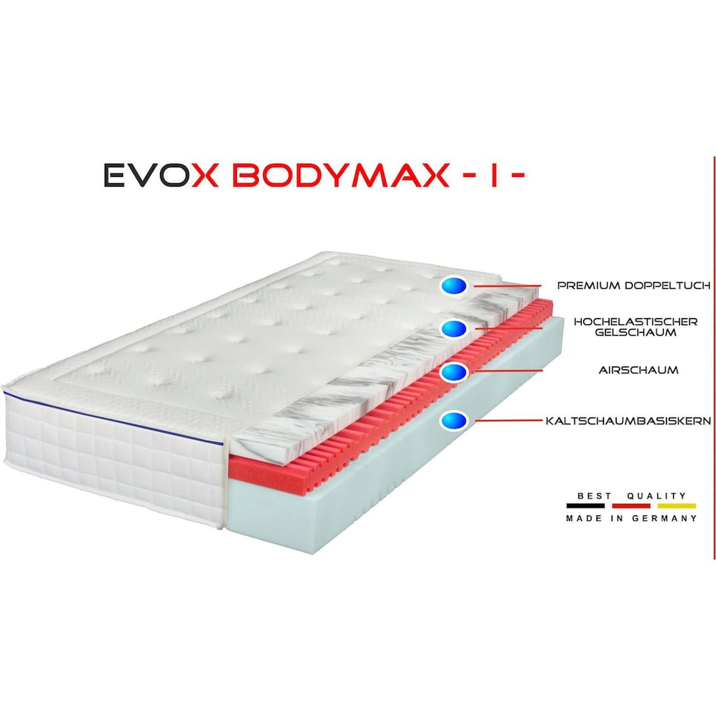 Breckle Northeim Gelschaummatratze »EVOX Bodymax I«, 24 cm hoch, Raumgewicht: 50 kg/m³, (1 St.)