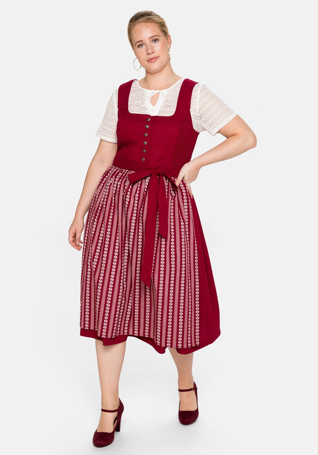 Dirndl »Dirndl, Bluse und Schürze in Midilänge, mit Spitzenbluse und Schürze«, (mit...