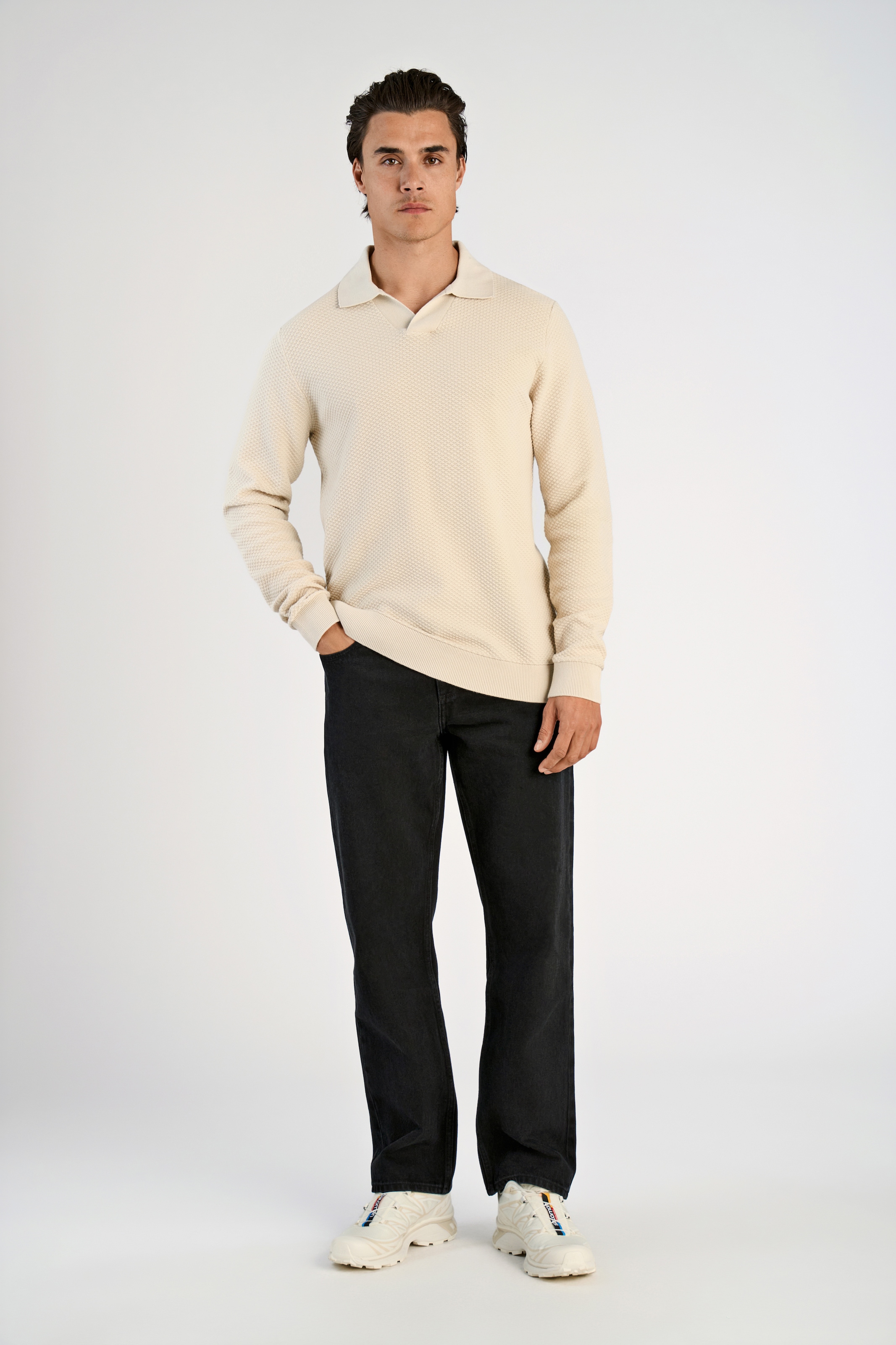 LINDBERGH Strickpullover , mit Hemdkragen und leichter Struktur
