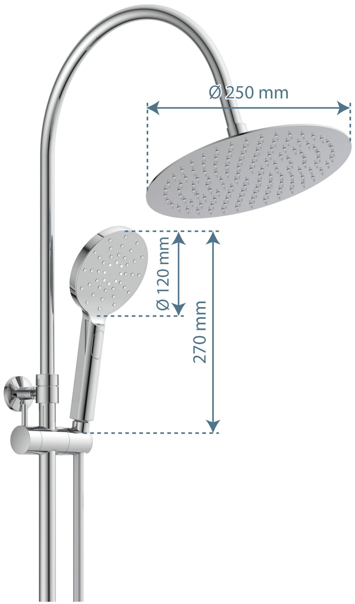 Schütte Brausegarnitur »Aquastar«, Regendusche, Edelstahl, mit Ablage, Handbrause mit 3 Funktionen