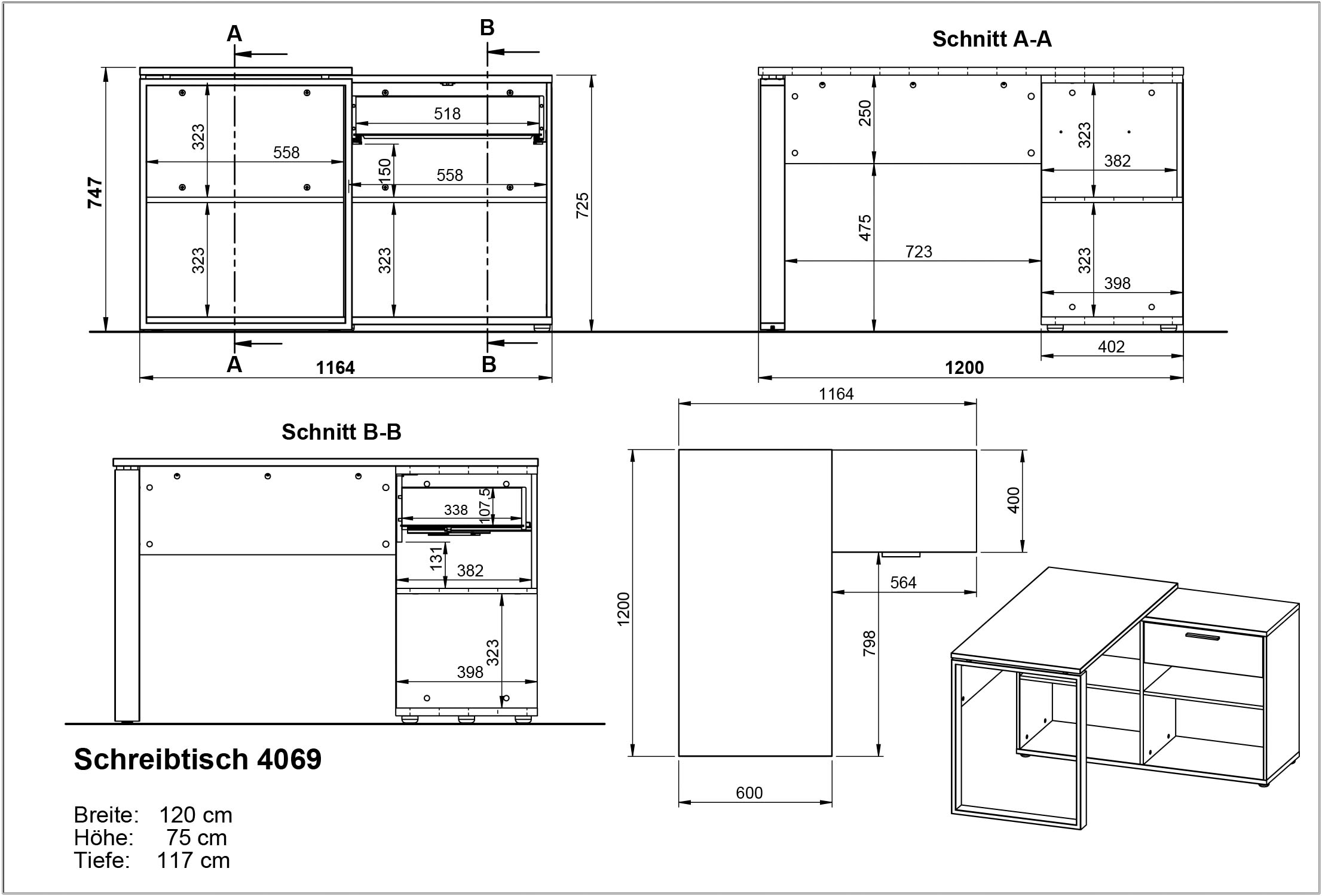 GERMANIA Büro-Set »Fenton«, (2 tlg.), inkl. Schreibtisch mit integriertem Sideboard und Aktenschrank