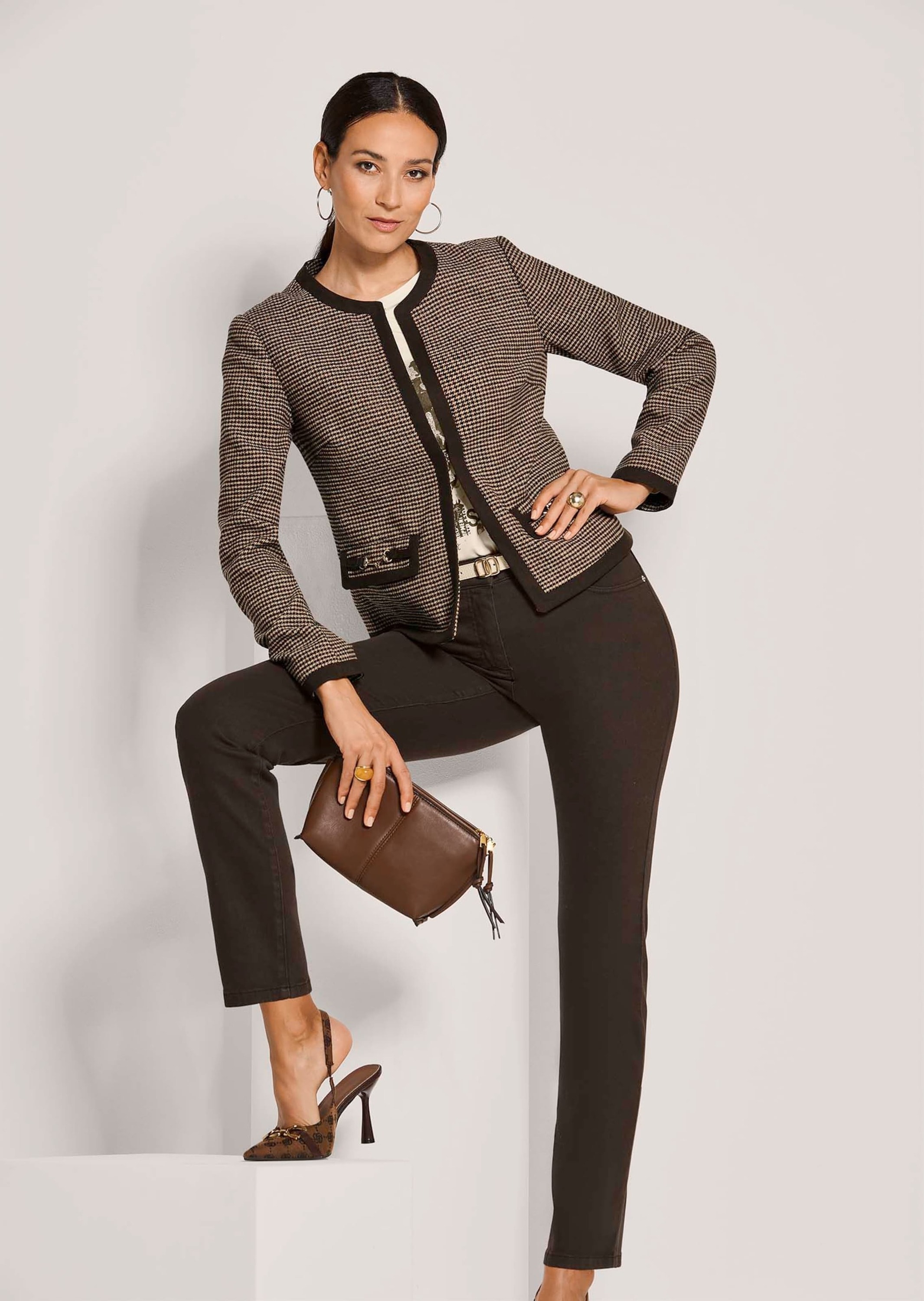 MADELEINE Jackenblazer »Blazer Kragenloser Pepita-Blazer«