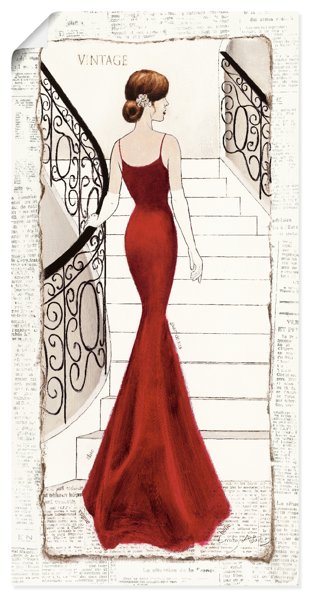 Artland Wandbild "Die schöne in Rot" Frau 1 Stk. tlg. als Leinwandbild, Poster in verschied. Größen
