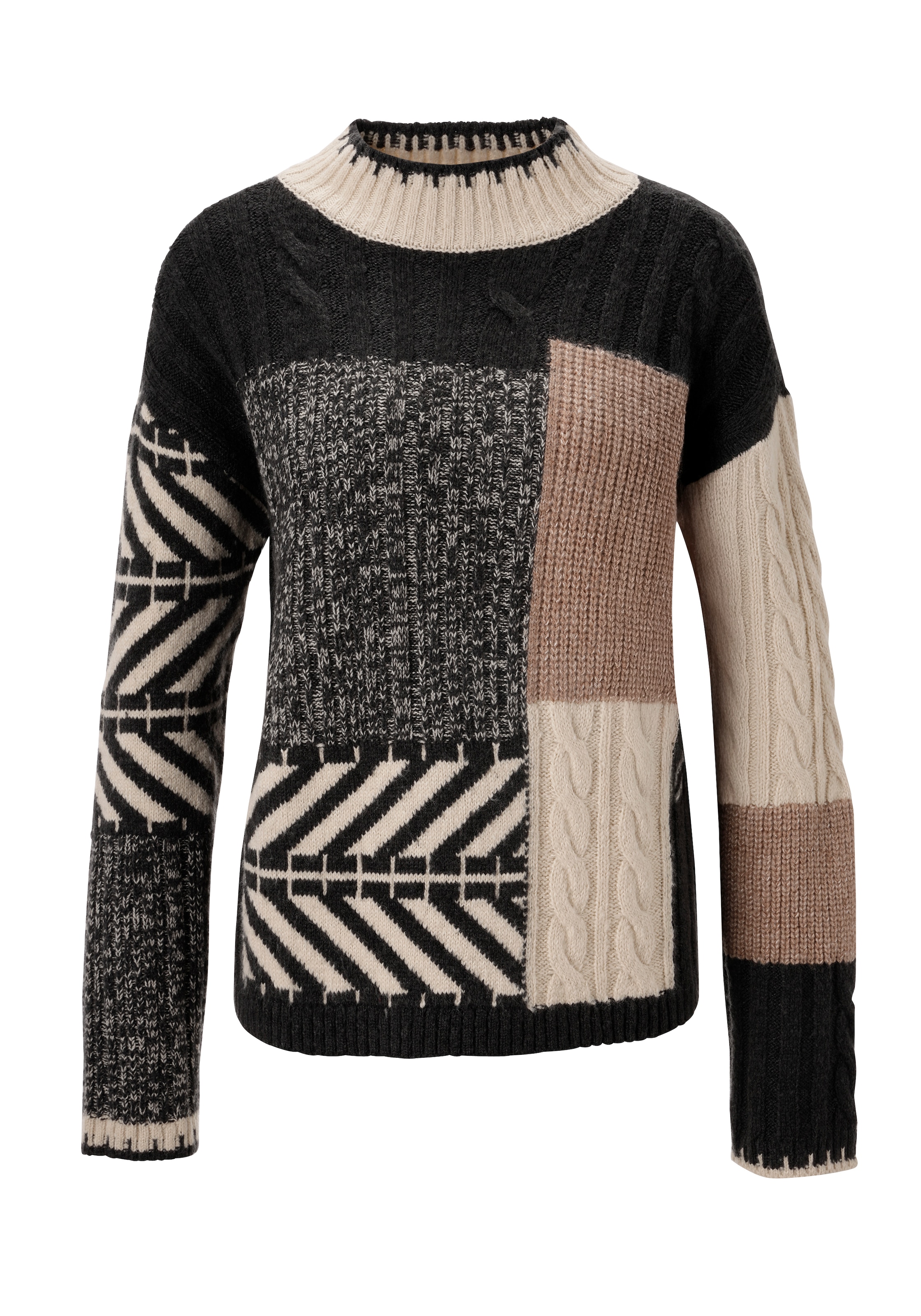 Aniston CASUAL Strickpullover im farbharmonischem Patch-Dessin