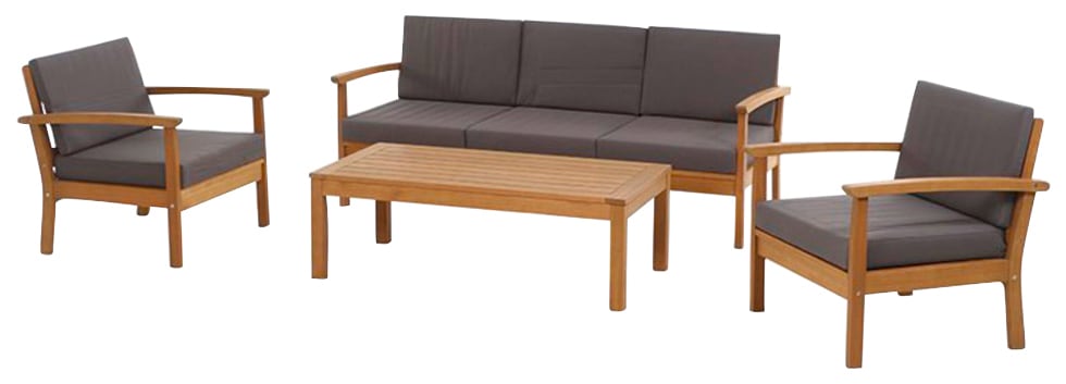 Gartenlounge-Set »Tavira«, (2x Sessel, 1x 2er-Sofa, 1x Tisch), Eukalyptus FSC 100%,...