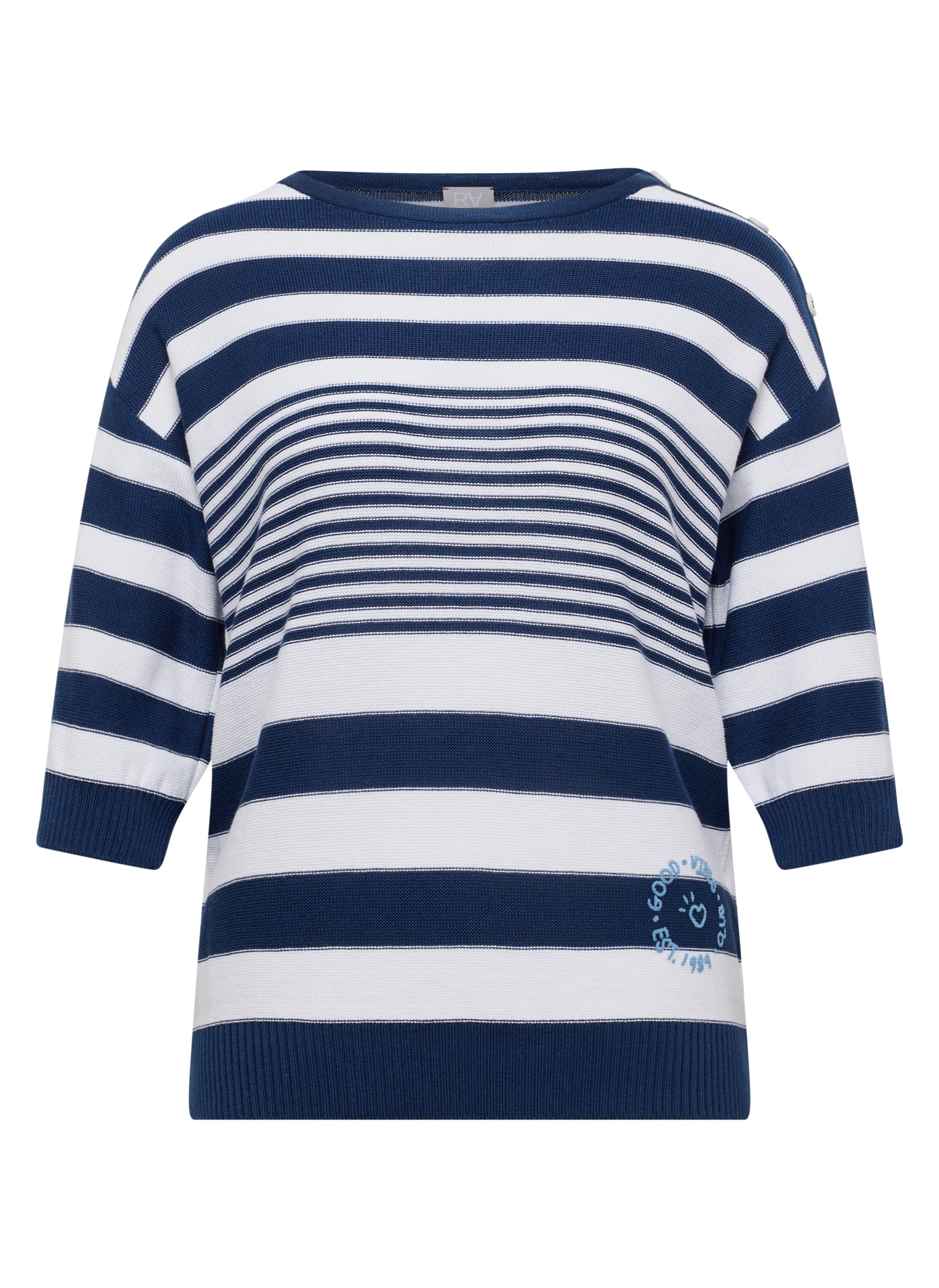 Rabe Rundhalspullover mit Streifen Muster