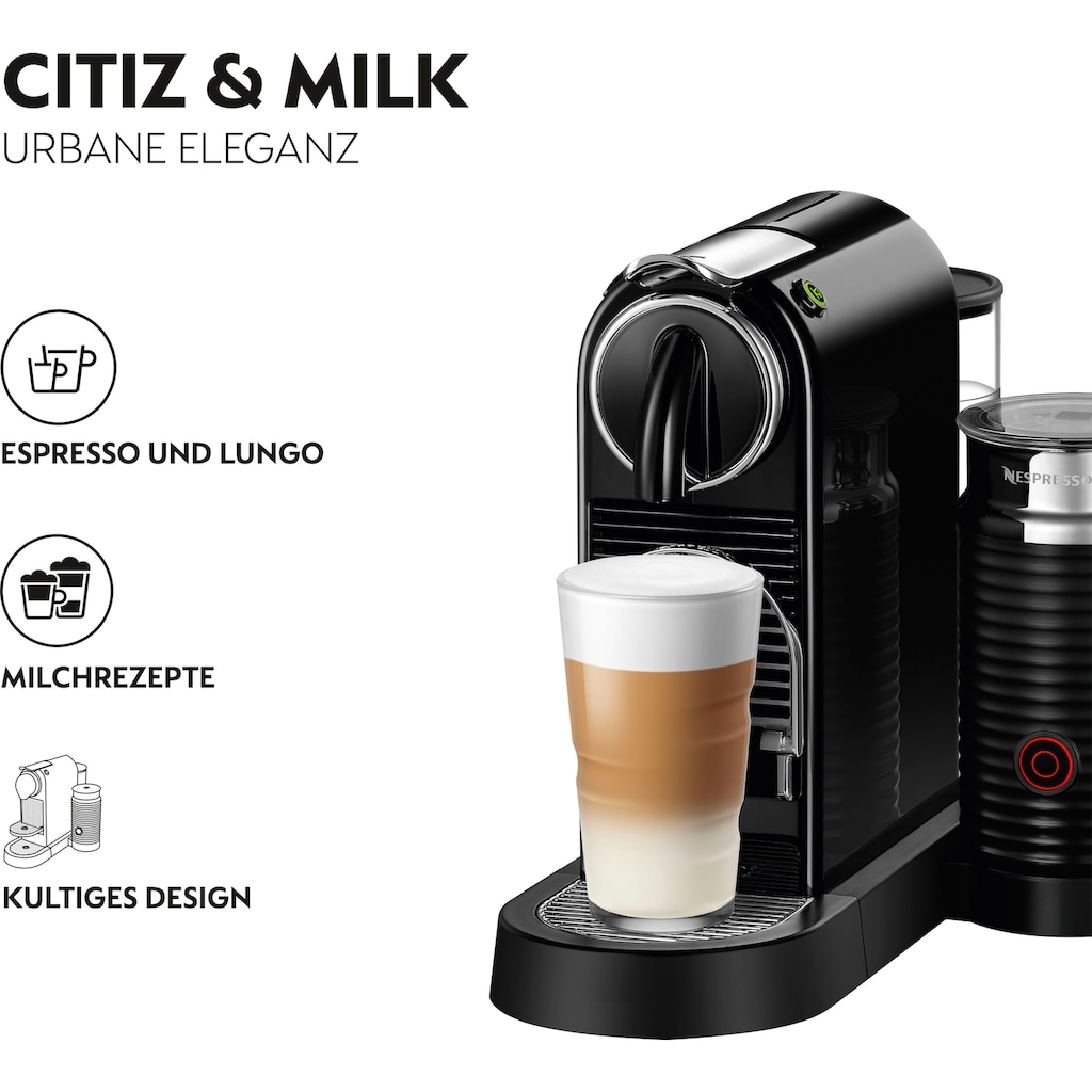 Nespresso Kapselmaschine »CITIZ EN 267.BAE von DeLonghi, Schwarz«, inkl. Aeroccino Milchaufschäumer, Willkommenspaket mit 7 Kapseln