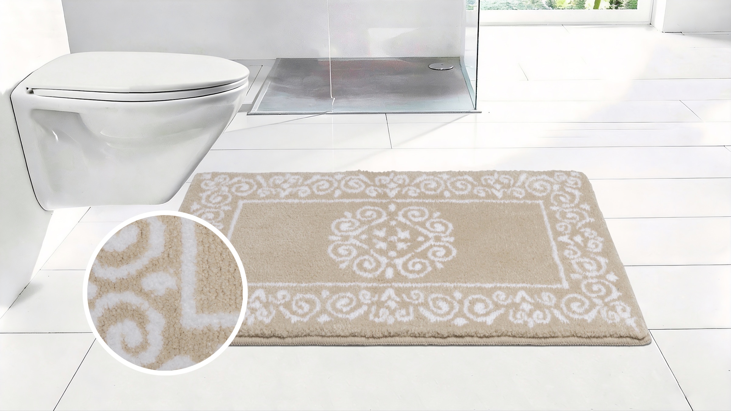 OTTO home Badematte »Dafna, Badteppich, Badvorleger, Badezimmer Teppich« Höhe 12 mm rutschhemmend beschichtet fußbodenheizungsgeeignet | schnell trocknend Orient-Optik, Vintage Design