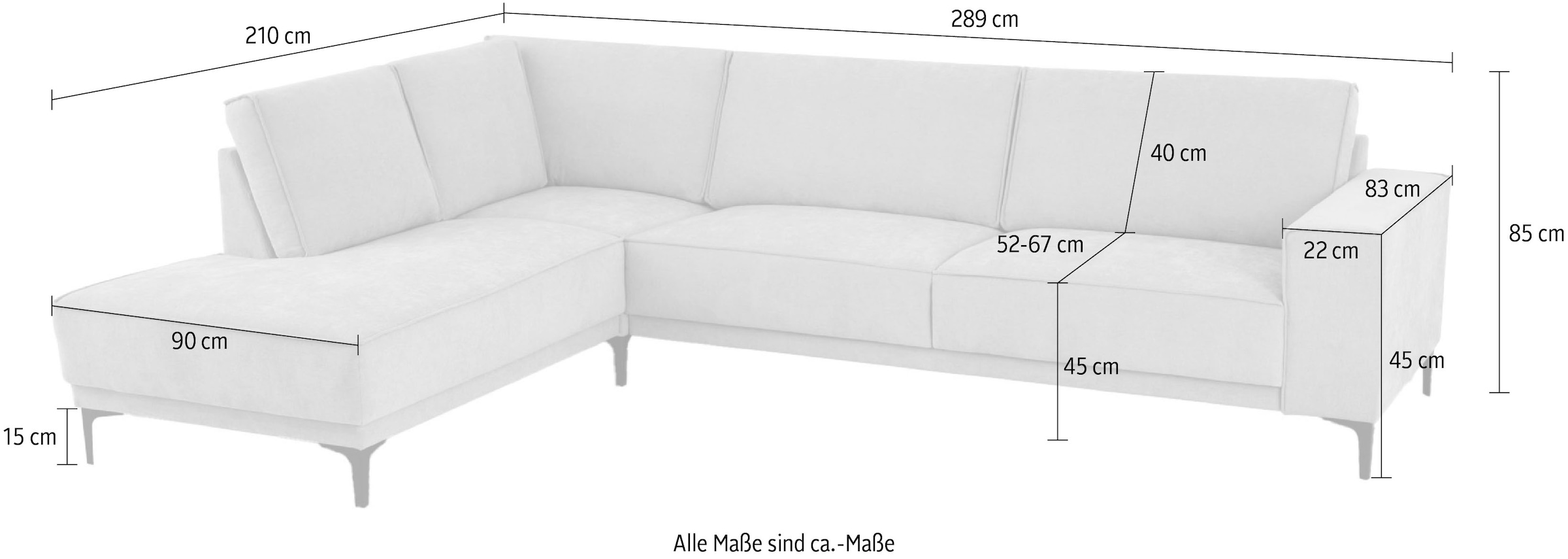 Places of Style Ecksofa »Oland«, L-Form, im zeitlosem Design und hochwertiger Verarbeitung