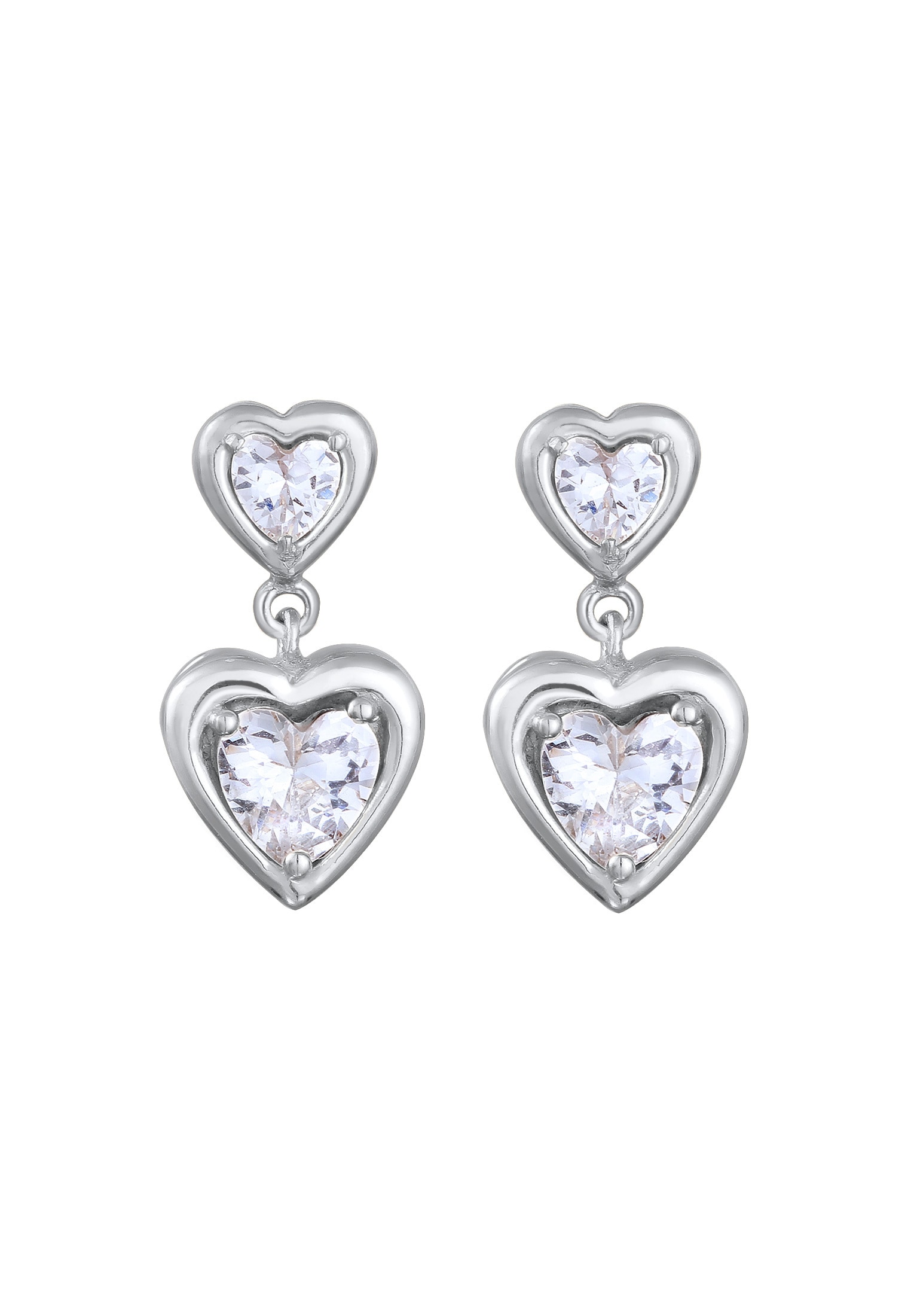 Elli Paar Ohrstecker »Ohrringe Herz Zirkonia Weiß 925 Sterling Silber«