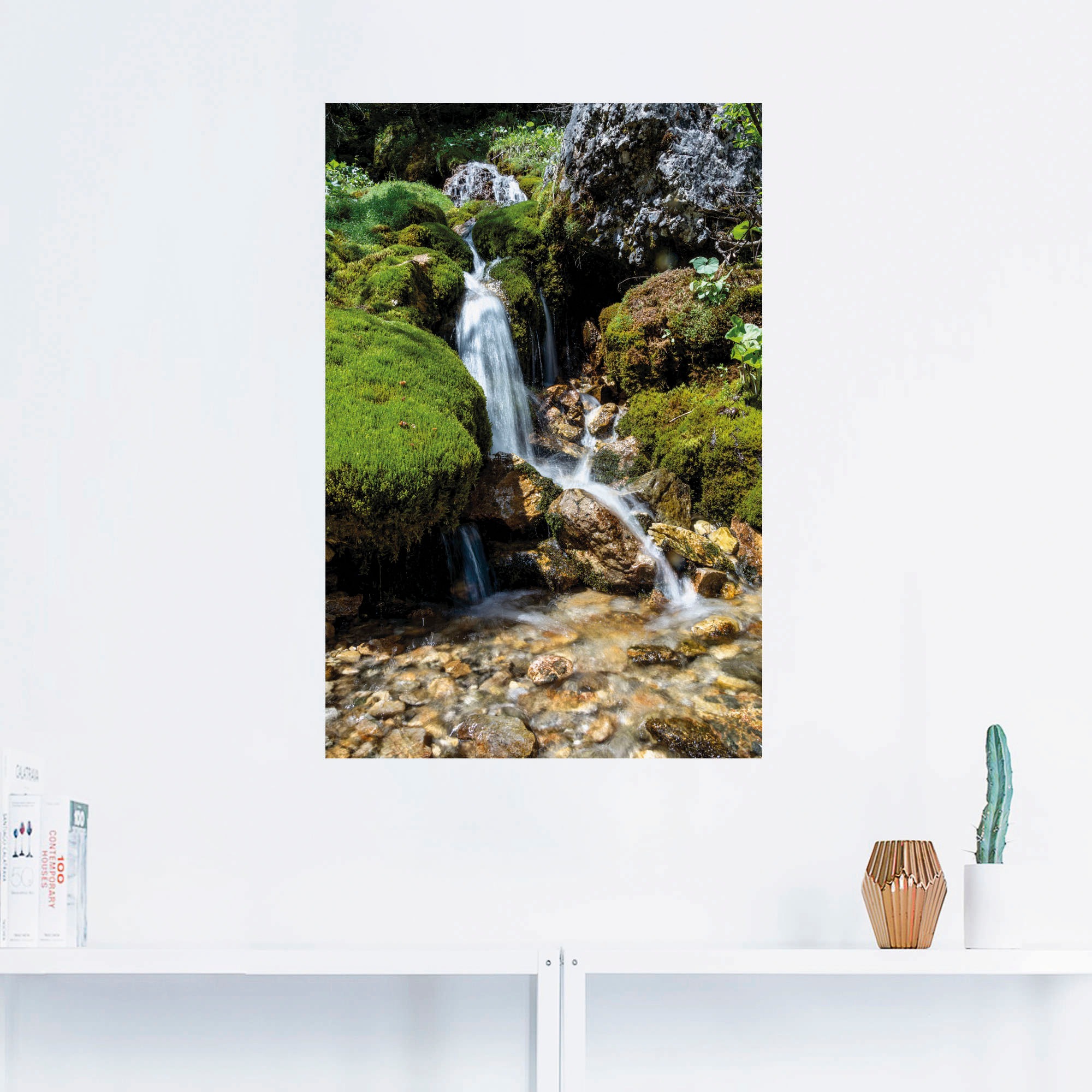 Artland Wandbild »Kleiner Wasserfall in den Bergen«, Gewässer, (1 St.), als Leinwandbild, Poster, Wandaufkleber in verschied. Größen