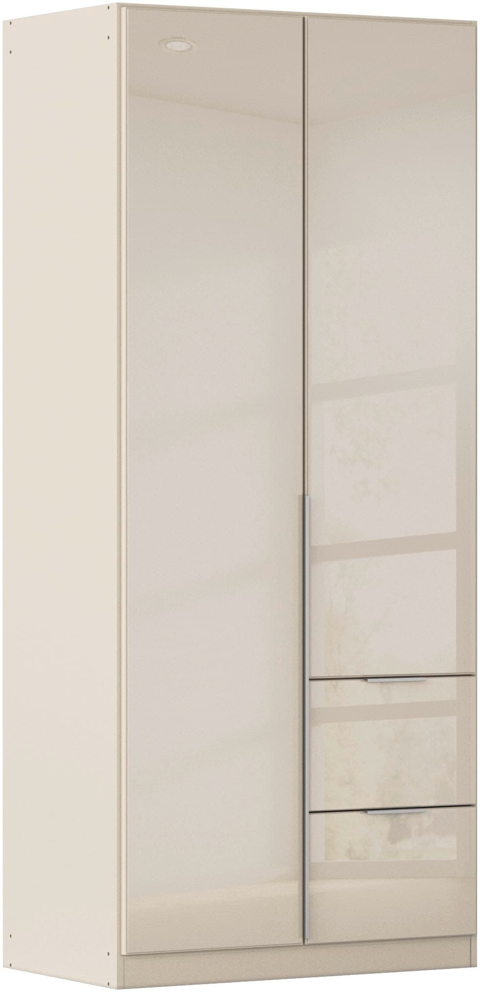 OTTO home Drehtürenschrank "Kleiderschrank Kleiderschränke Schrank Garderobe AGORDO mit Glasfront" in zwei Griff-Farben, Breiten 91-360 cm, mit Außenschubkästen, in 7 Breiten und 2 Höhen MADE IN GERMANY