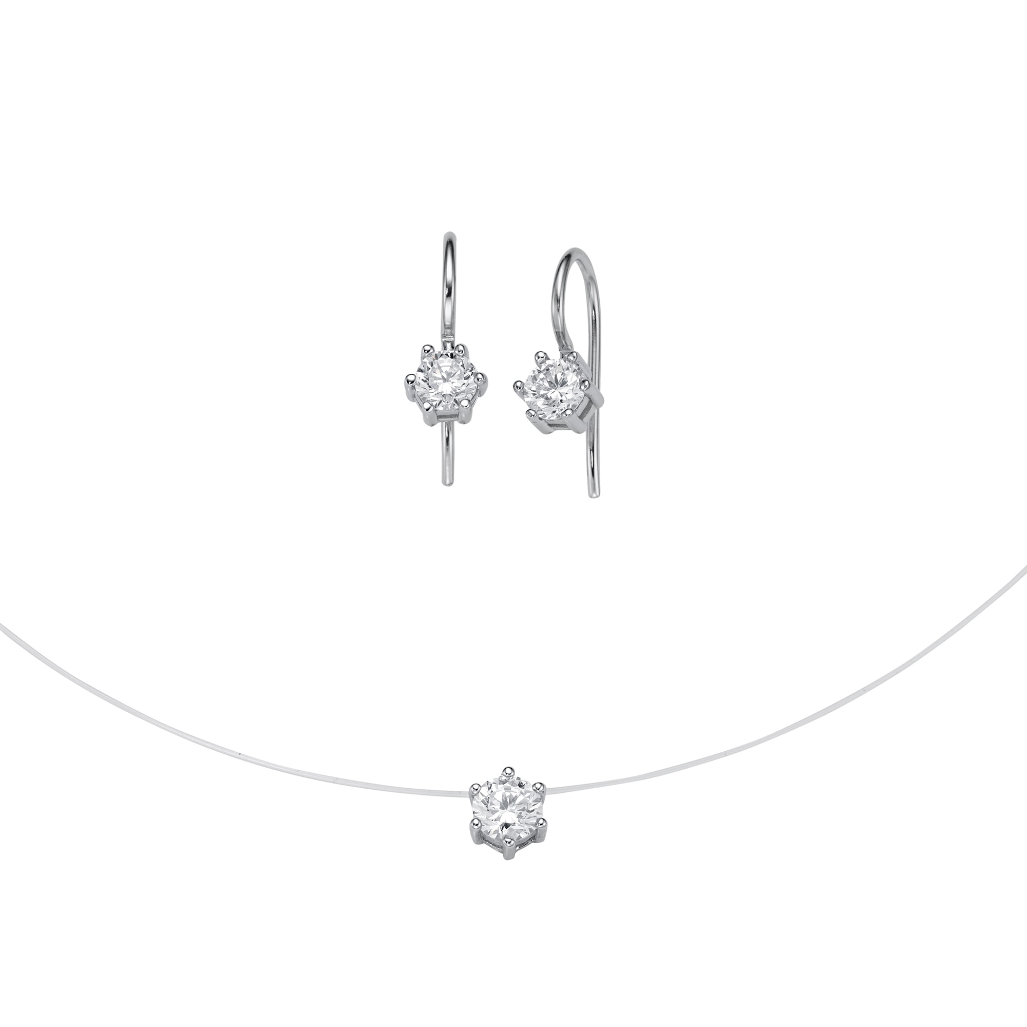Firetti Ohrring und Ketten Set »Schmuck Geschenk Silber 925 Ohrringe Halskette mit Anhänger Solitär« (Set, 2 Stk. tlg.)  mit Zirkonia (synth.)