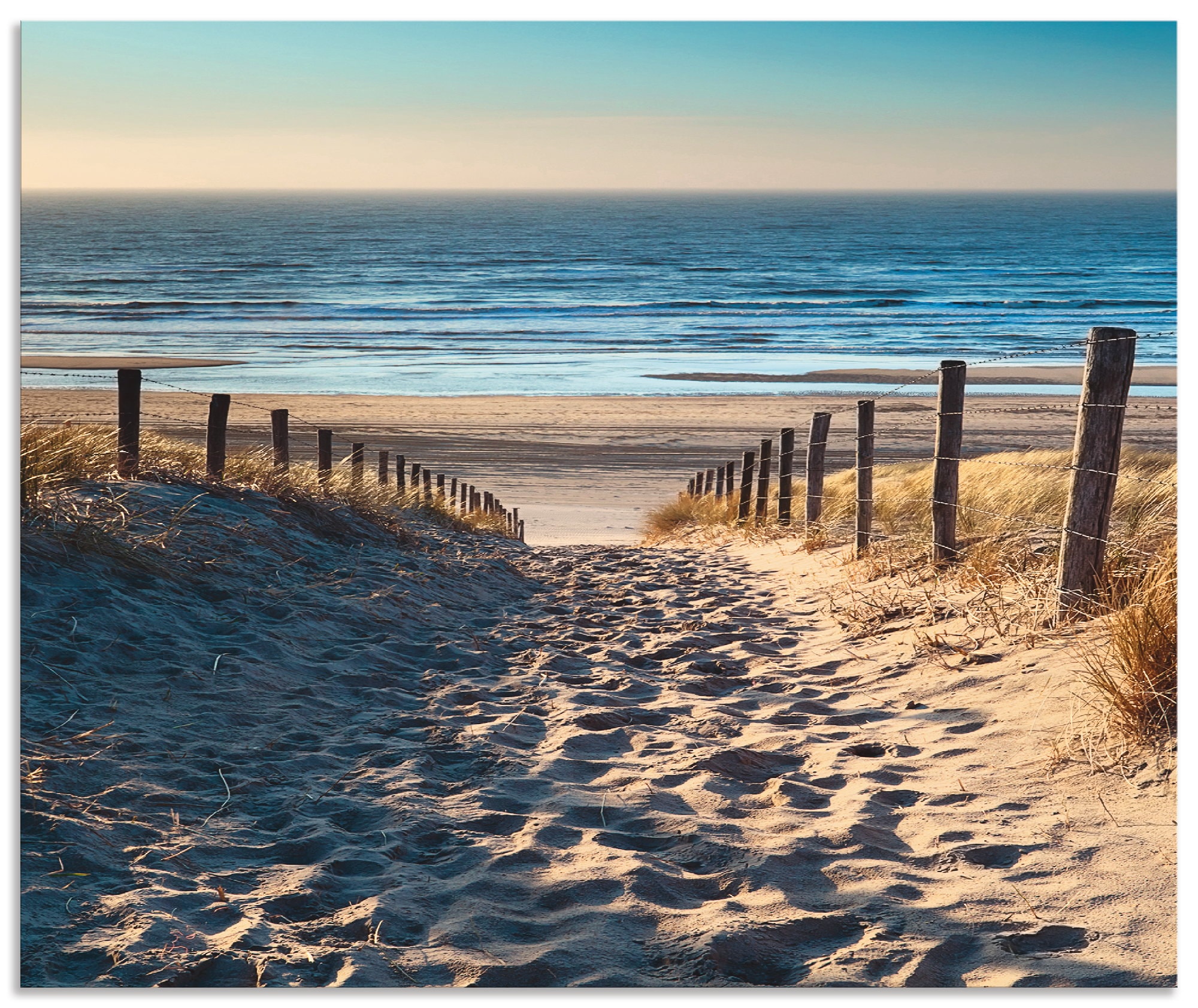 Artland Küchenrückwand »Weg zum Nordseestrand Sonnenuntergang«, (1 tlg.), Alu Spritzschutz mit Klebeband, einfache Montage