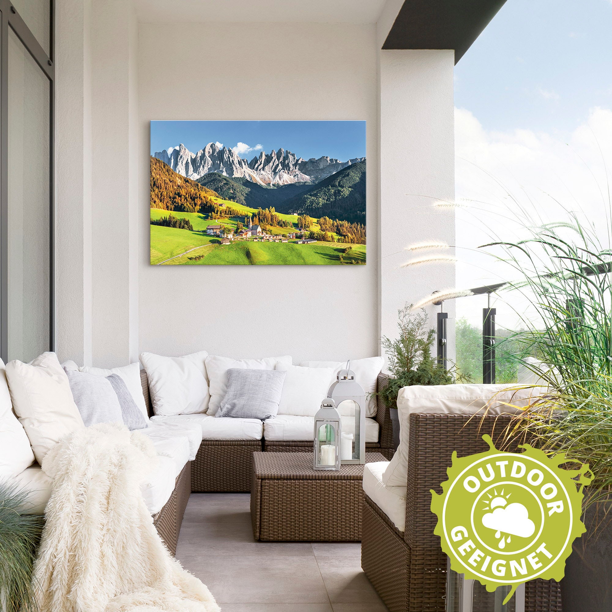 Artland Wandbild »Alpen Berge Santa Maddalena«, Berge & Alpenbilder, (1 St.), als Alubild, Outdoorbild, Leinwandbild, Poster in verschied. Größen