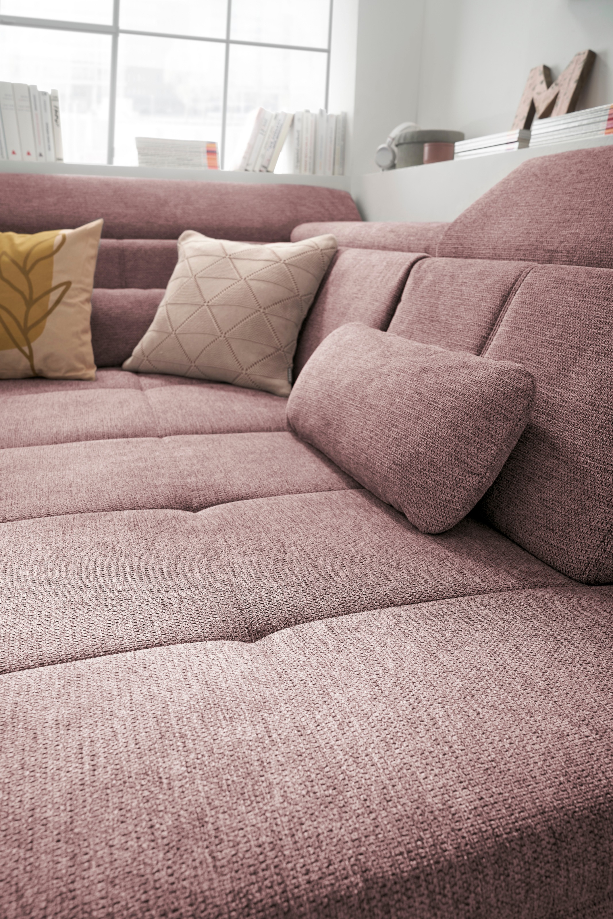 set one by Musterring Ecksofa »SO 3400, Komfortsitzhöhe 47cm oder 49cm, inkl. Sitztiefenverstellung«, verschiedene Funktionen, Kaltschaumpolsterung, Stellmaße 220 x 317 cm