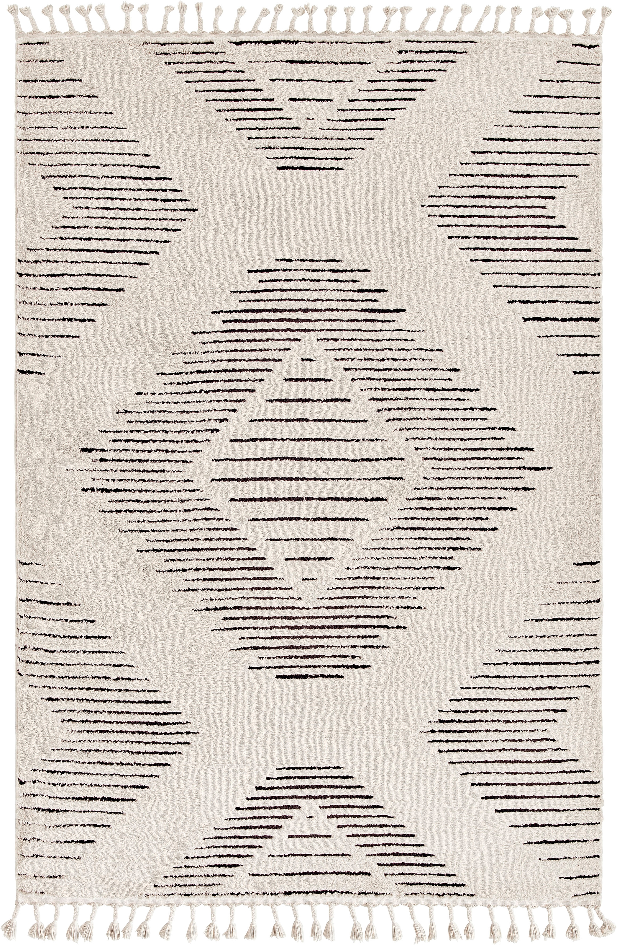 Guido Maria Kretschmer Home&Living Teppich »Yule«, rechteckig, 19 mm Höhe, Hoch-Tief-Effekt mit Fransen, pflegeleicht, elegant, weiche Haptik
