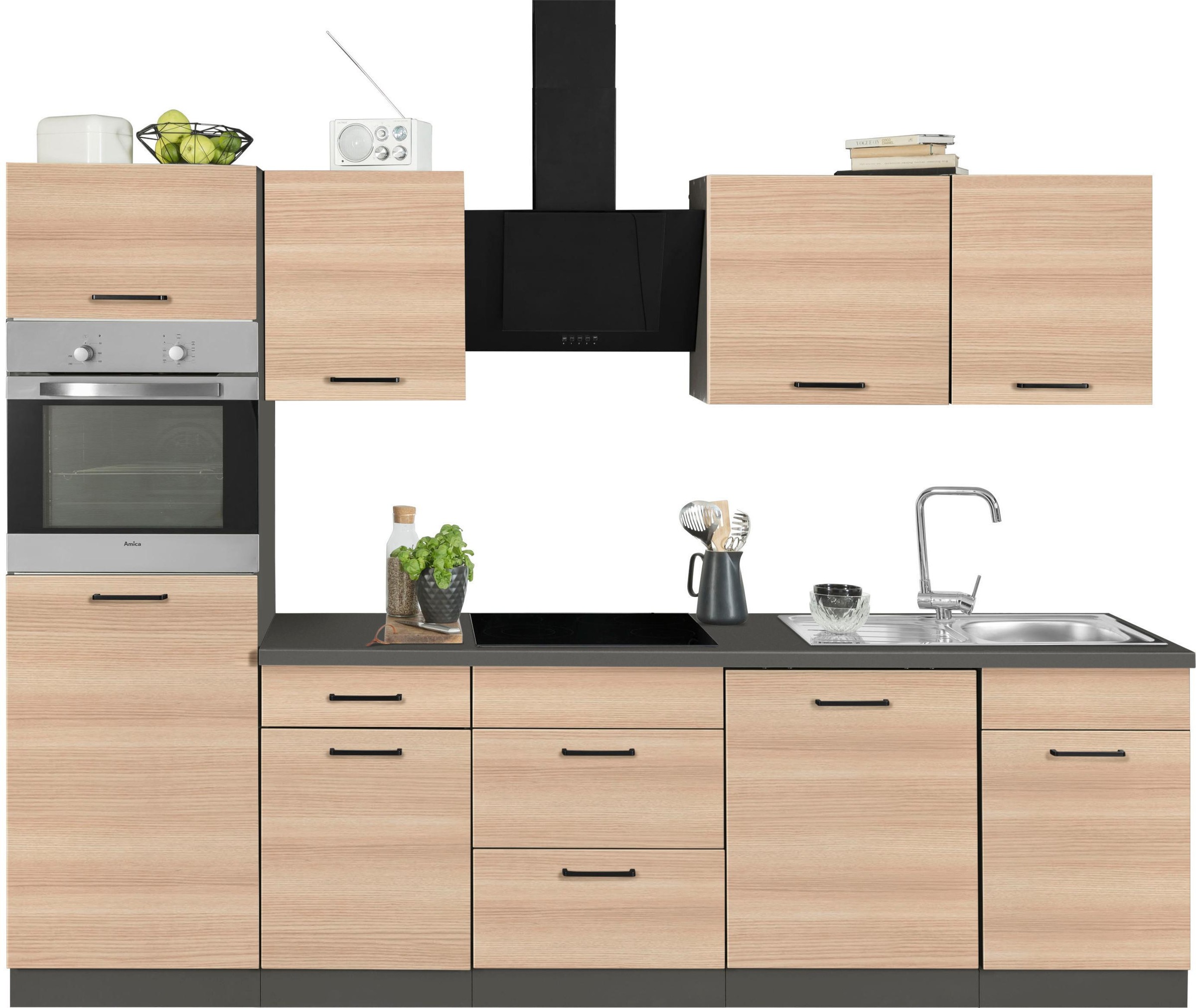 wiho Küchen Küchenzeile »Esbo«, mit E-Geräten, Breite 280 cm bequem kaufen | Hängeschränke