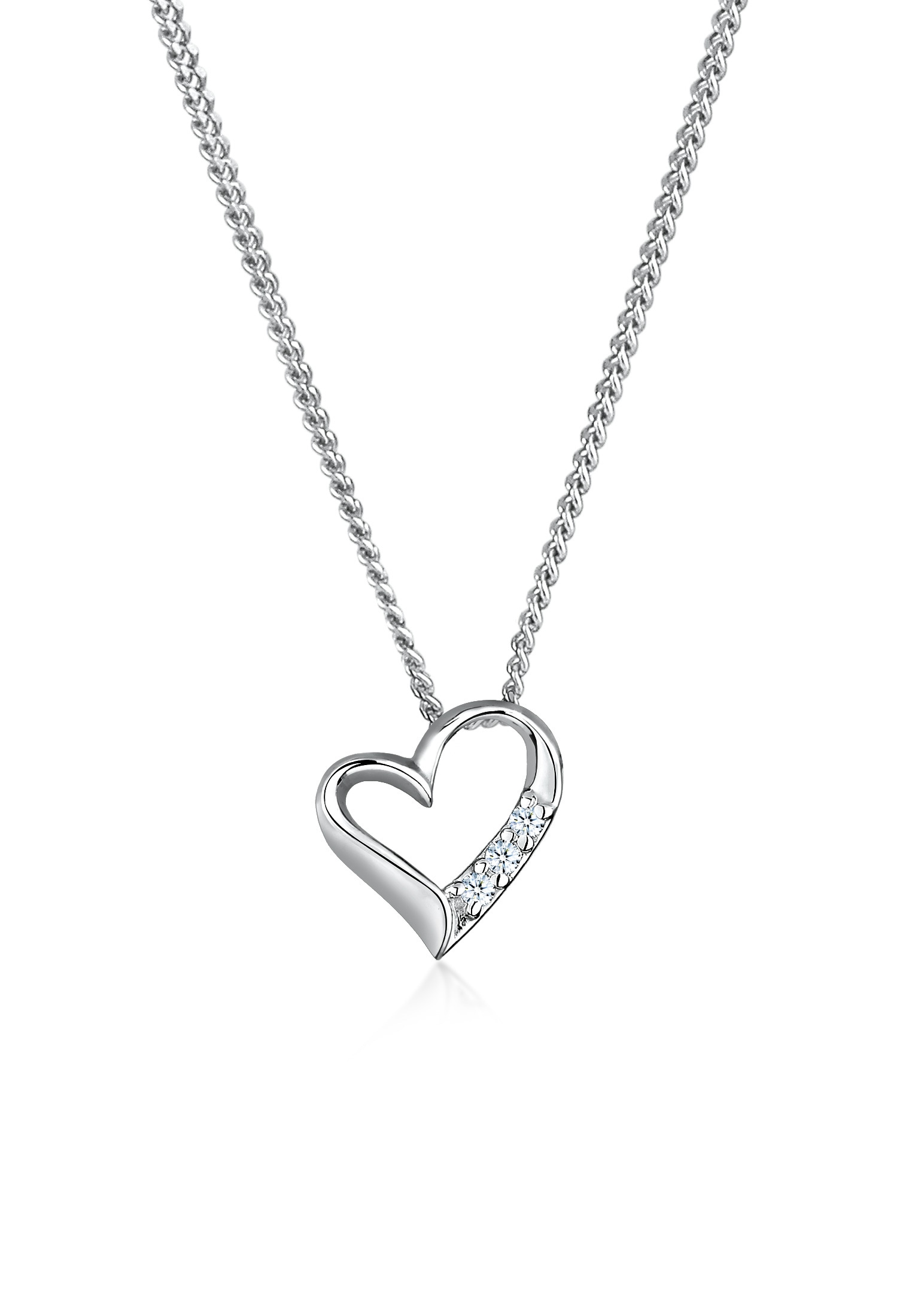 Elli DIAMONDS Silberkette »Halskette Herz Liebe Diamant (0.06 ct.) 925 Silber«