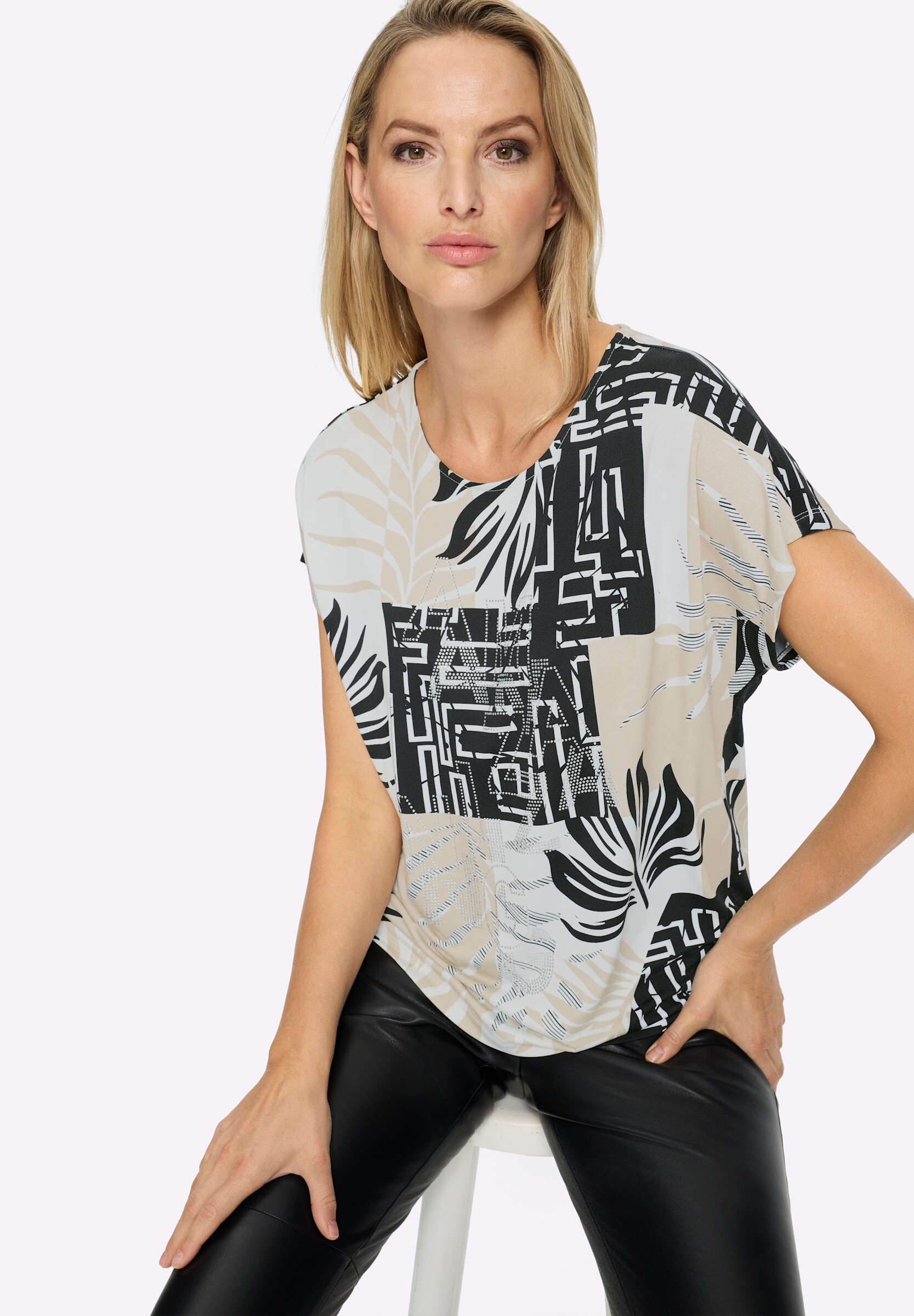 heine T-Shirt »Druck-Shirt Kurzarmshirt mit grafischem Druck-Dessin«