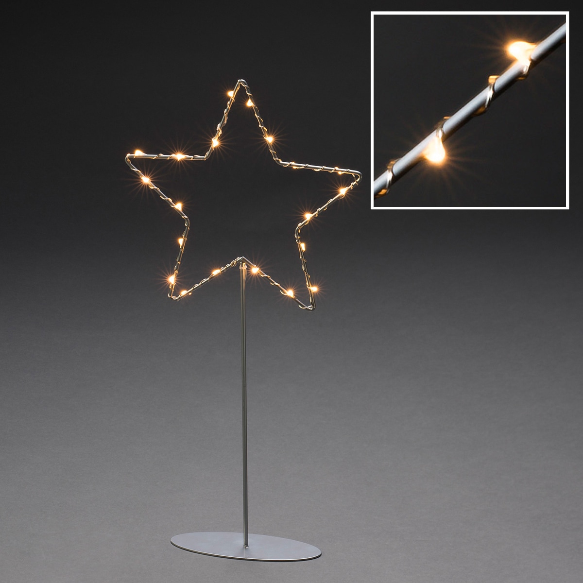 KONSTSMIDE LED Stern »Weihnachtsstern, Weihnachtsdeko«, 20 flammig, Leuchtmittel LED-Modul | LED fest integriert, LED Metallstern m. Metall-Fuß, sfb. lackiert, mit sfb. Draht umwickelt