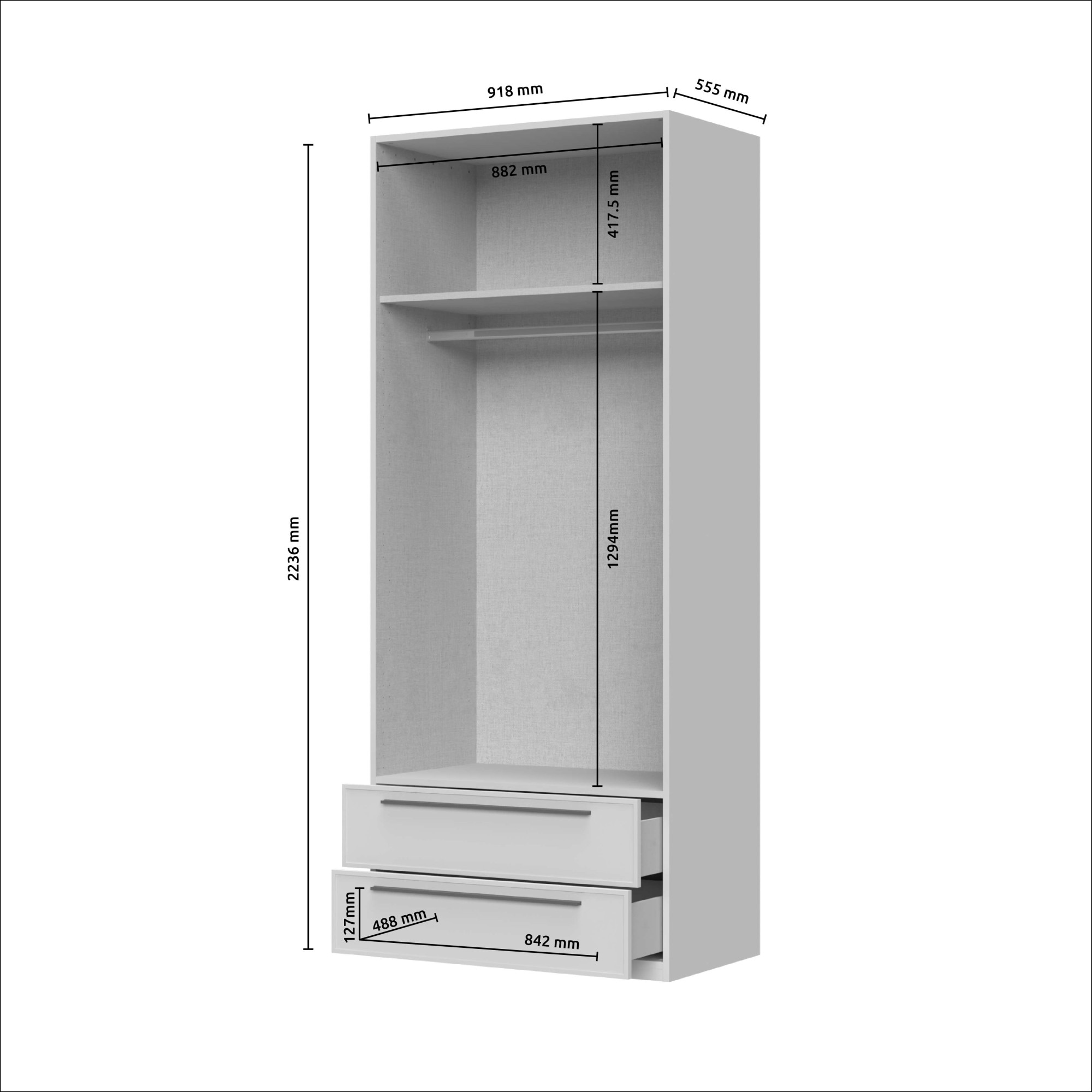PLACES OF STYLE Drehtürenschrank »Opera mit oder ohne Kranz inkl. LED-Bel. ,B92,137,182 oder 227 cm« Schubkästen, UV lackiert, Soft Close Funktion, Höhenverstellbare Füße