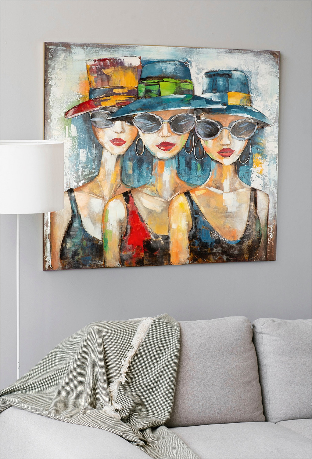 GILDE Metallbild »Bild quadratisch Red Lips Society  mehrfarbig« Bilder von Frauen 1 Stk. tlg. Frauenmotiv Lippenfokus Pop-Art Mode-Illustration Trendbild Wanddeko