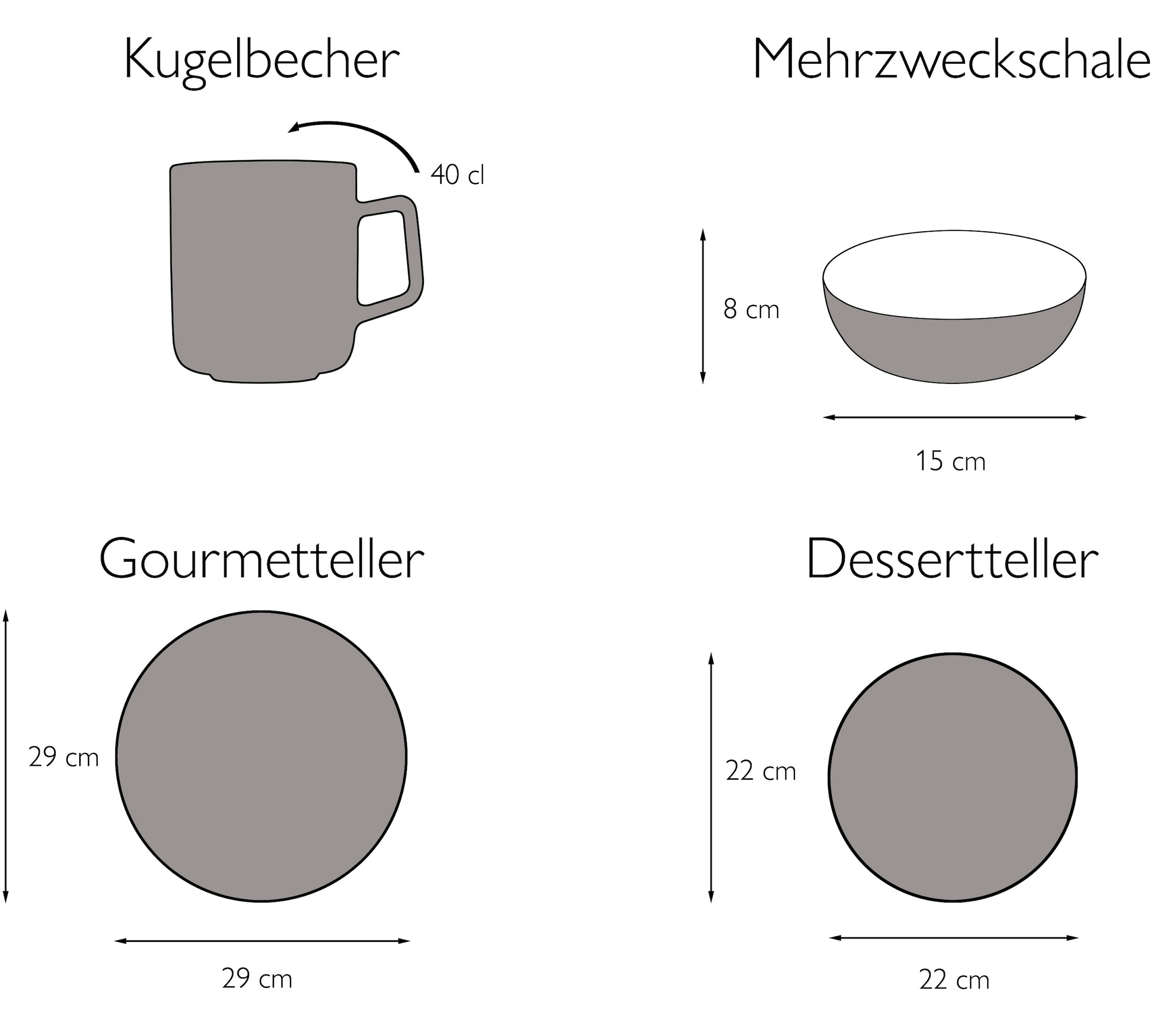 CreaTable Kombiservice »Geschirr-Set Deep Blue Sea«, (Set, 8 tlg., Kaffeeservice und Tafelservice im Set, für 2 Personen), Service, jedes Stück ist ein Unikat, 8 Teile, für 2 Personen